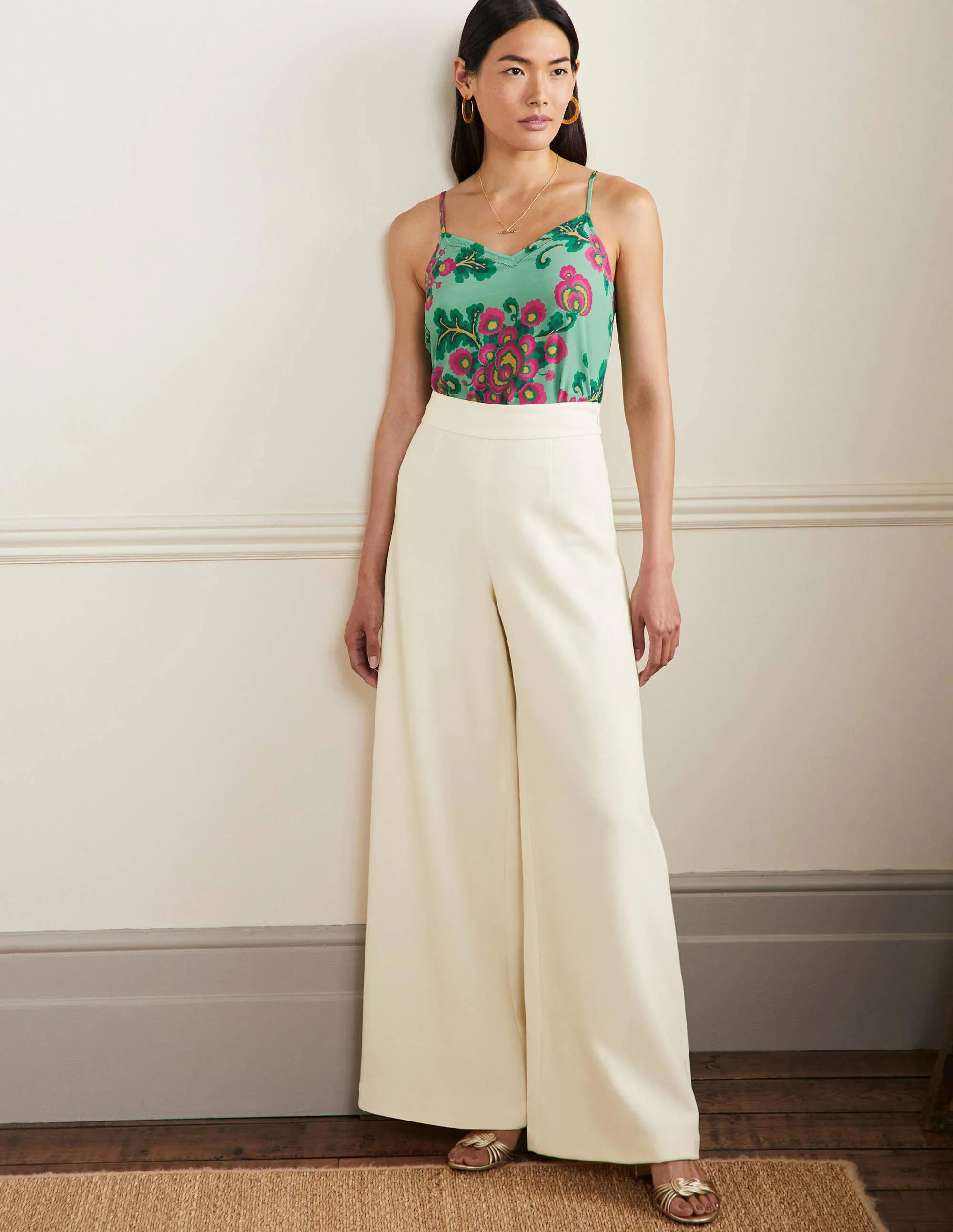 High Waisted Palazzo Pants-Ivory - Image 5