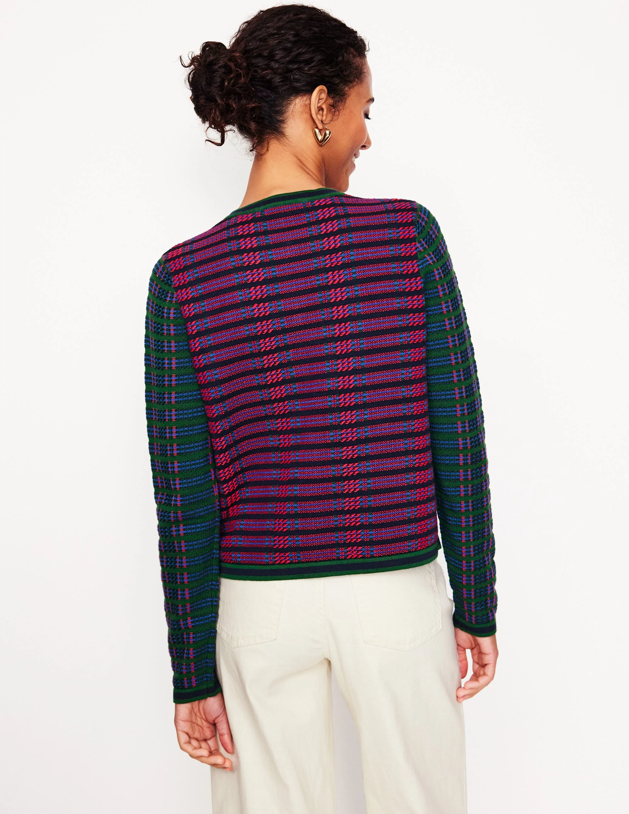 Holly Knitted Jacket-Multi, Check - Image 3