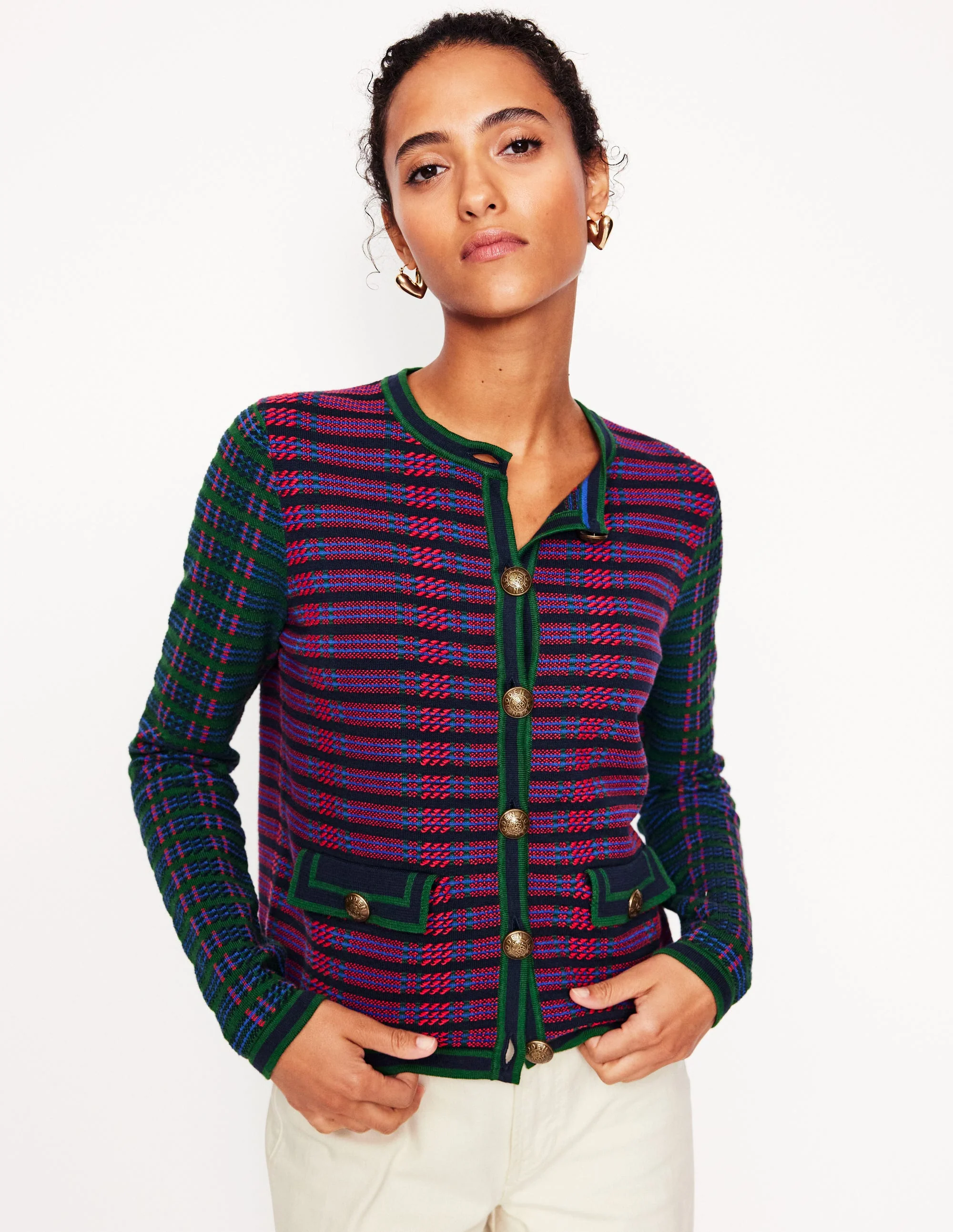 Holly Knitted Jacket-Multi, Check - Image 4