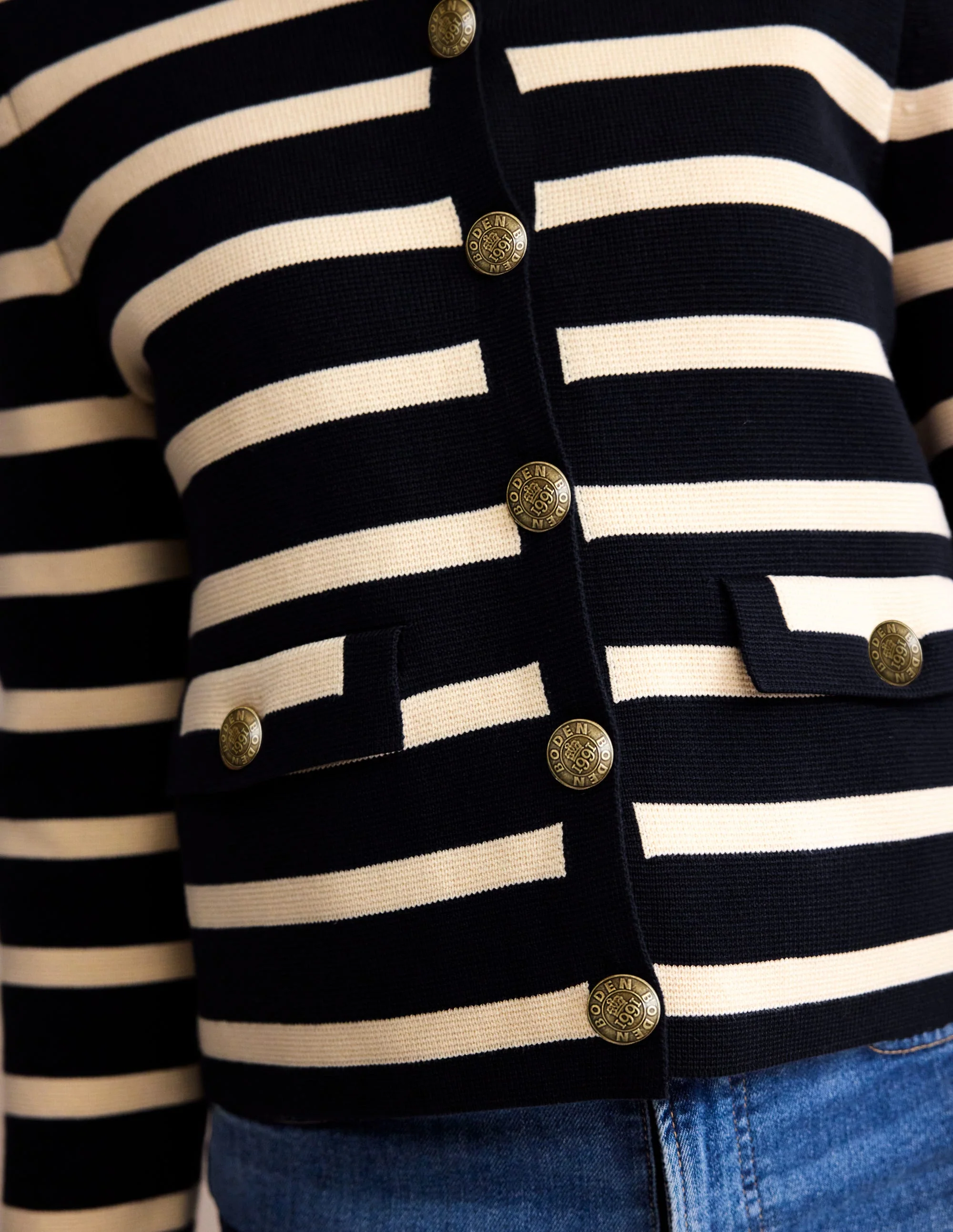 Holly Knitted Jacket-Navy, Ivory - Image 2