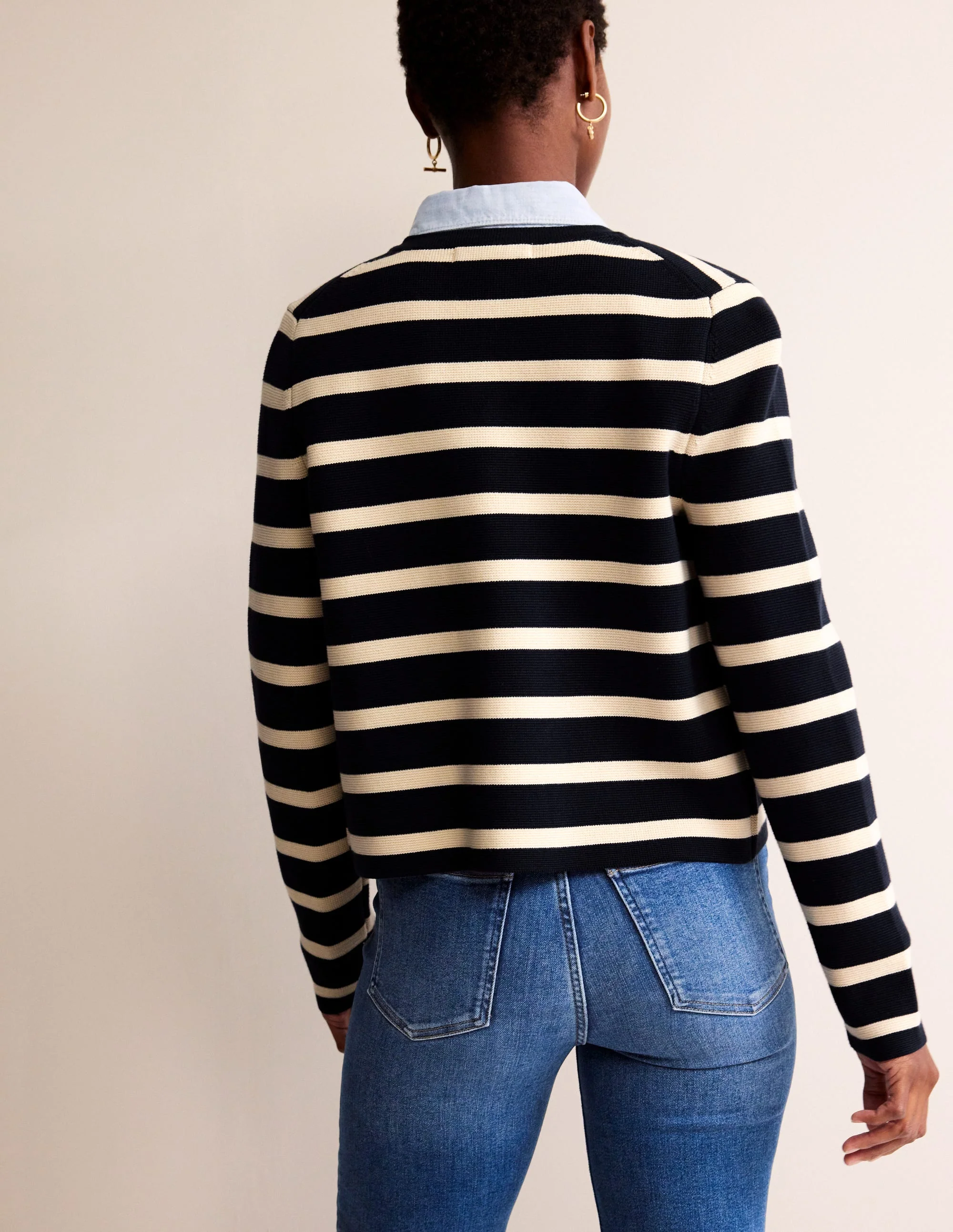 Holly Knitted Jacket-Navy, Ivory - Image 3