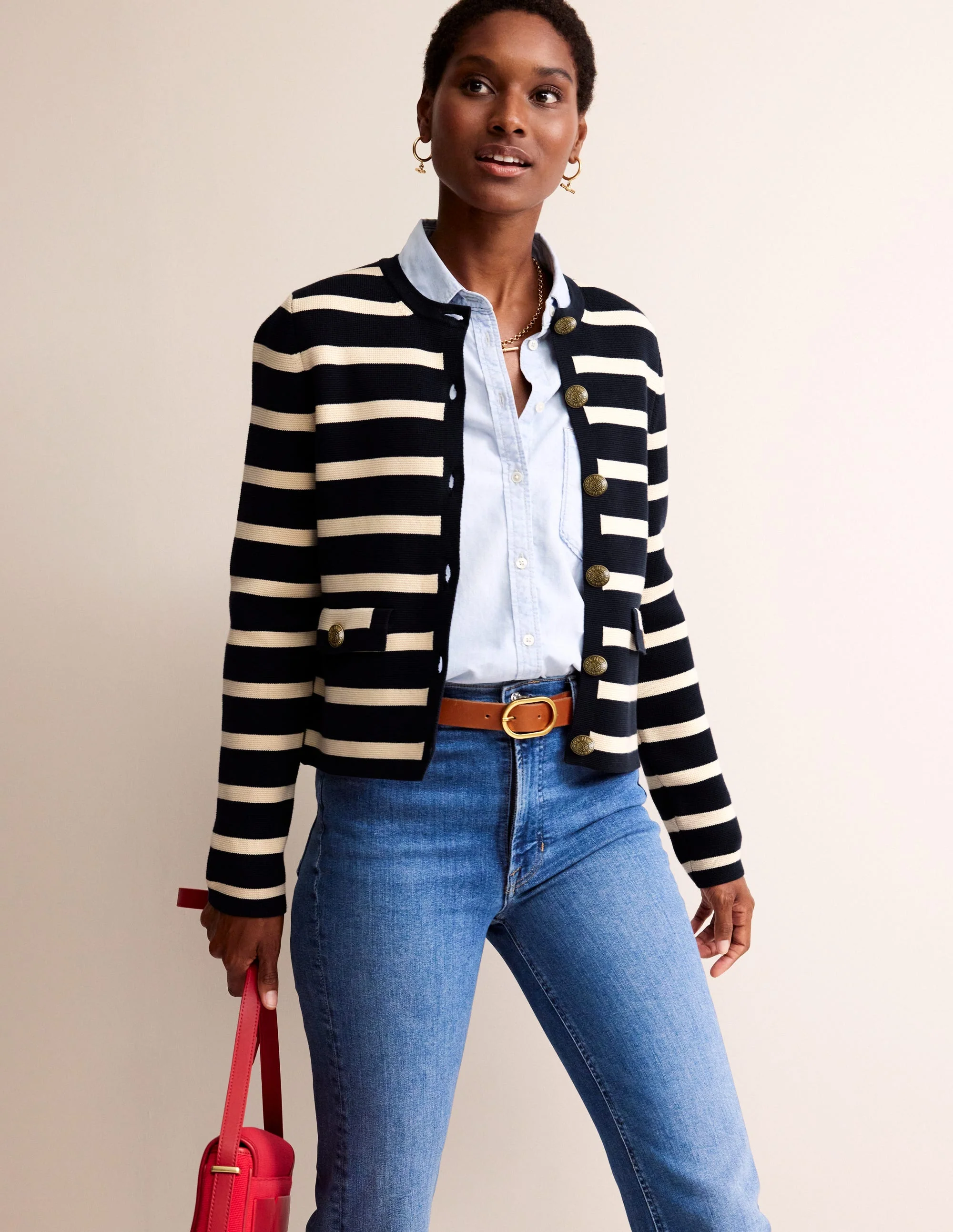 Holly Knitted Jacket-Navy, Ivory - Image 4