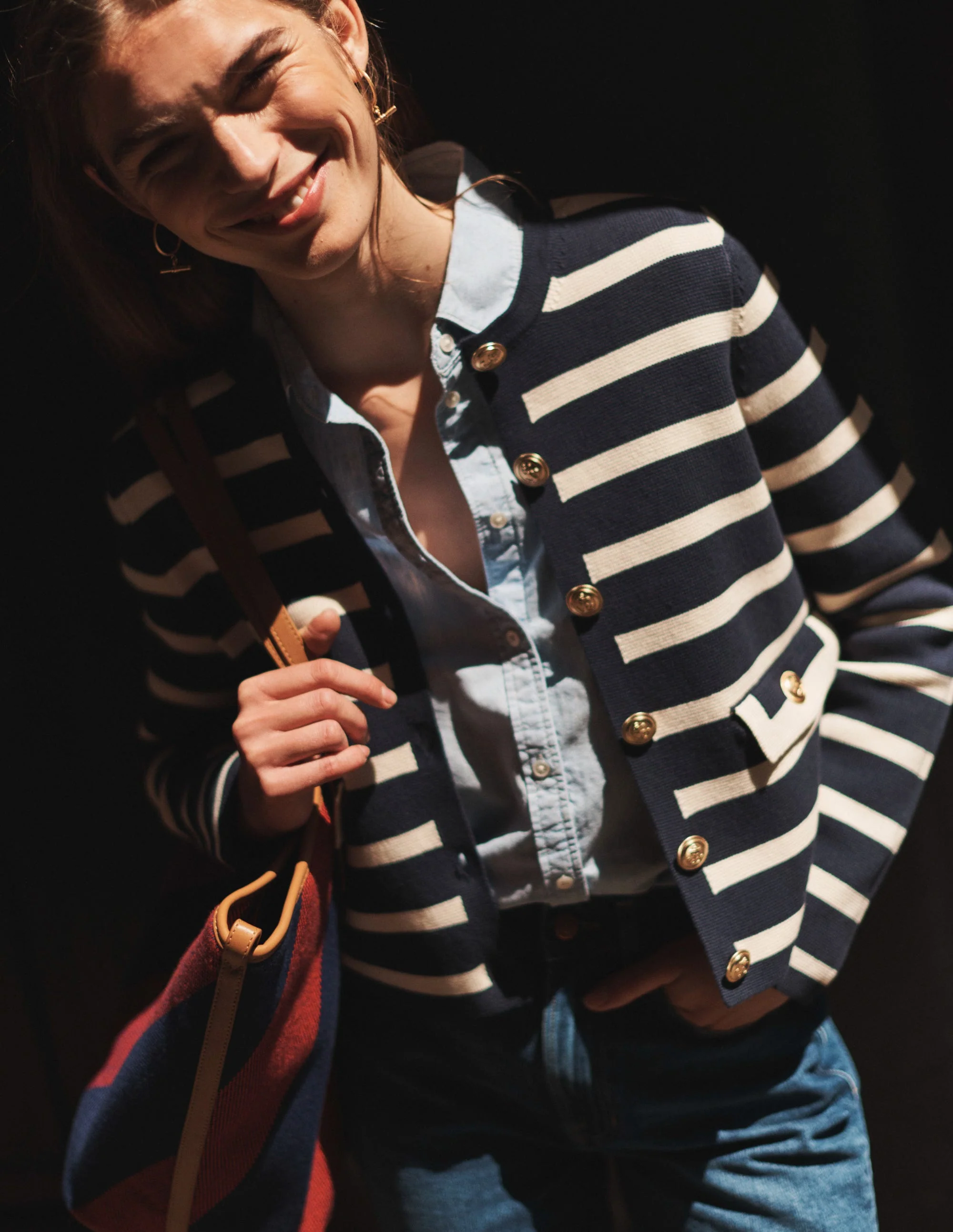 Holly Knitted Jacket-Navy, Ivory - Image 6