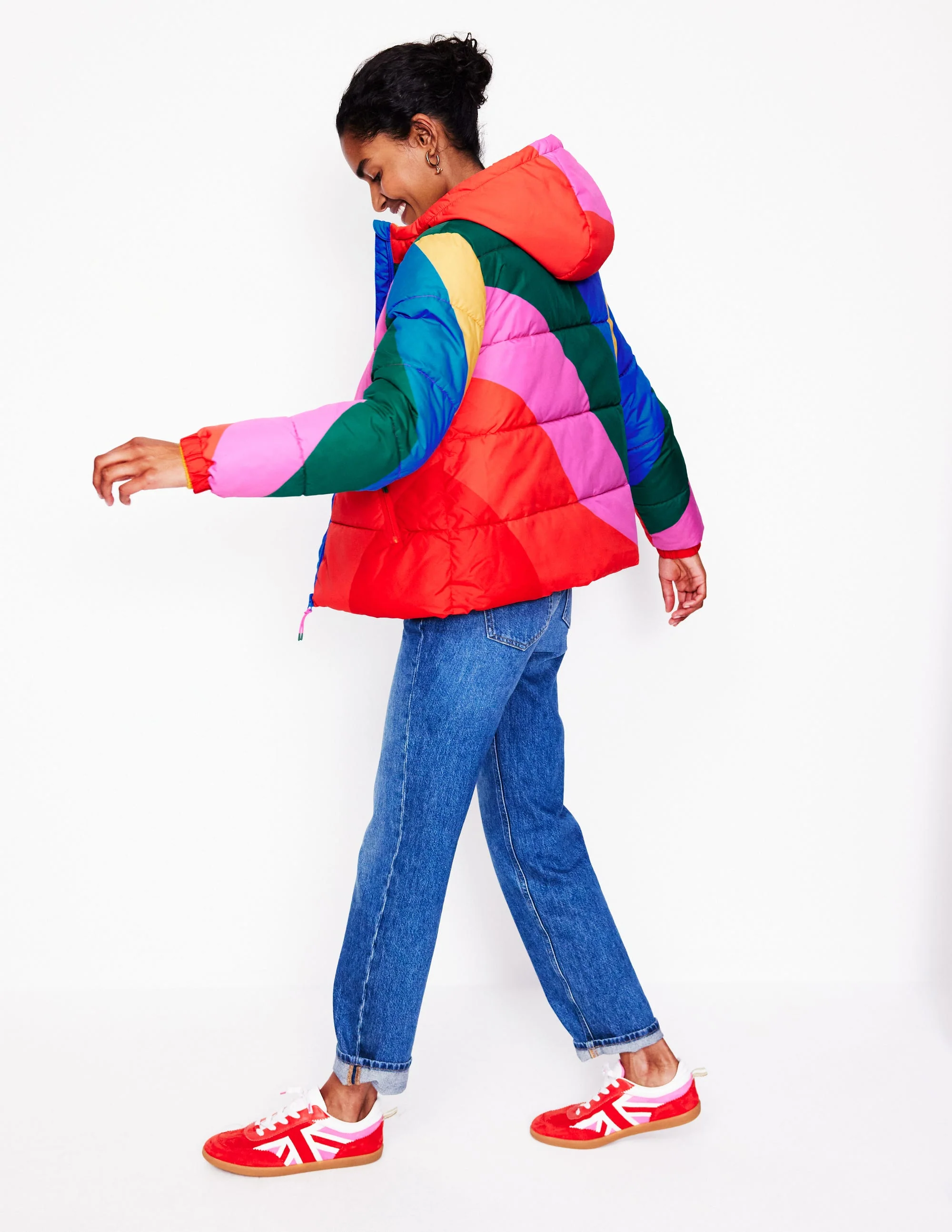 Hooded Puffer Coat-Rainbow Wave - Image 4