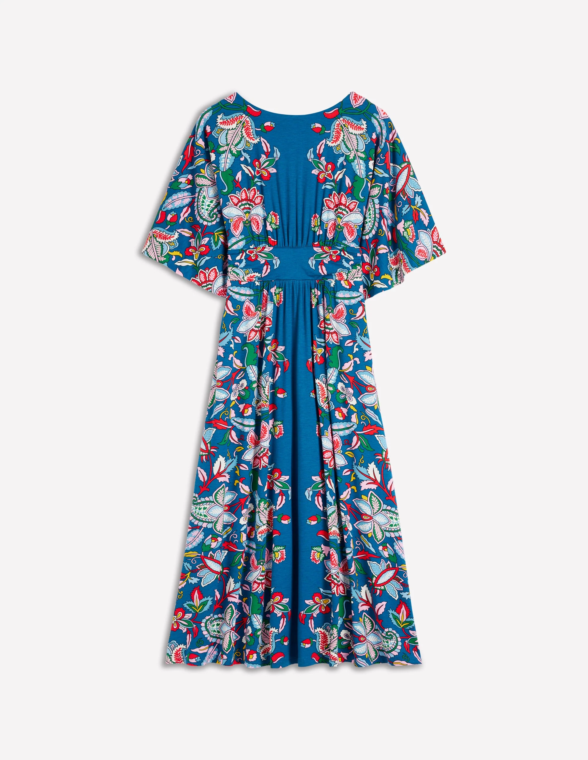 Imelda Kimono Jersey Dress-Blue, Botanical Trail - Image 5