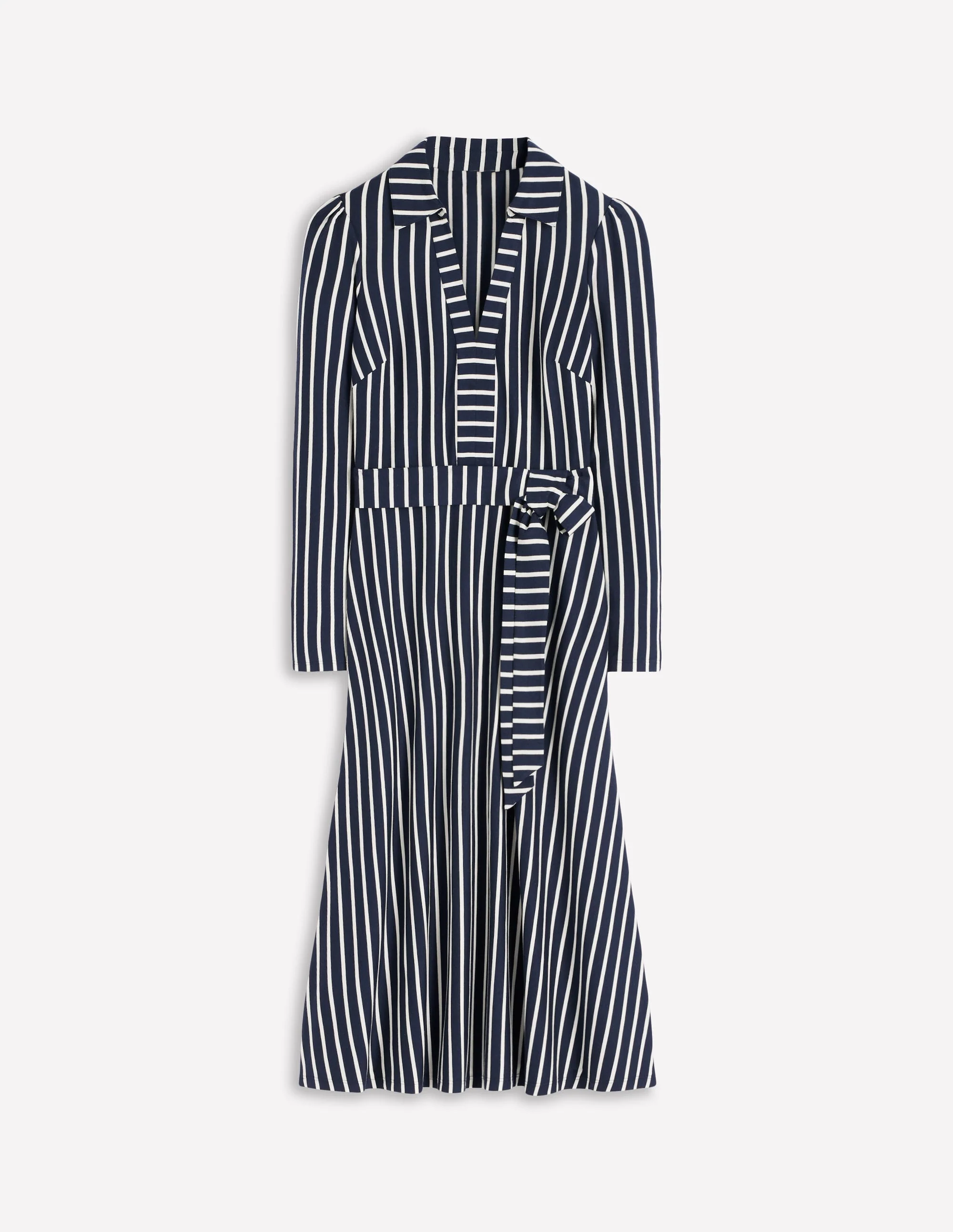Imogen Collared Jersey Dress-French Navy and Ivory Stripe - Image 5