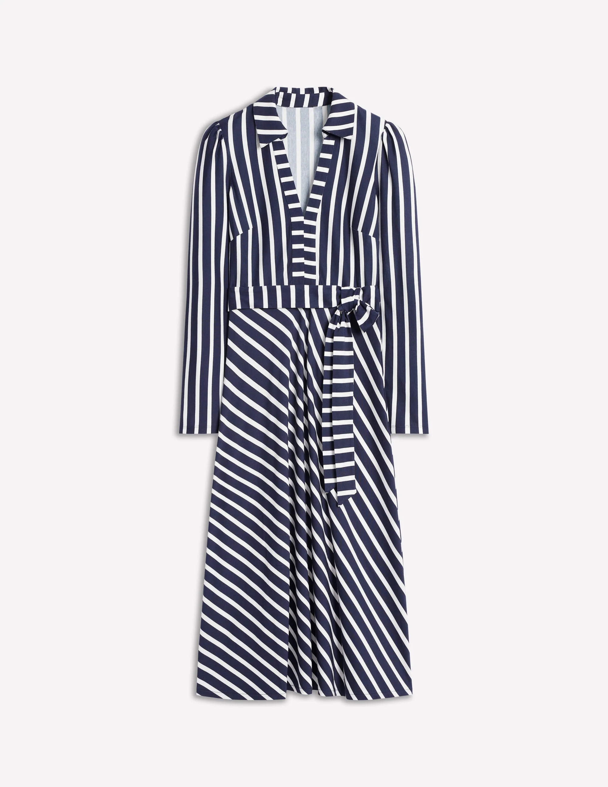 Imogen Collared Jersey Dress-French Navy and Ivory Stripe - Image 6