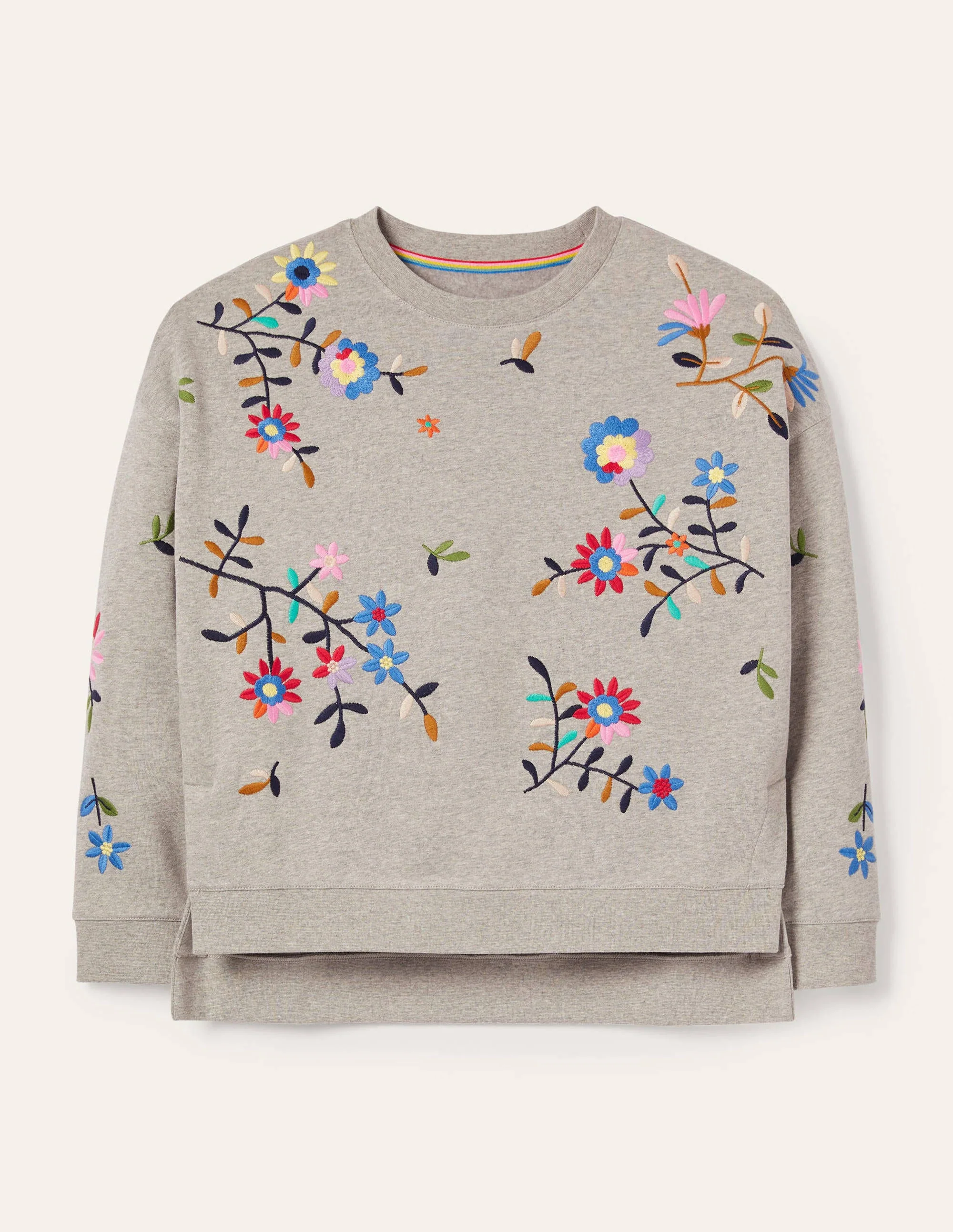 Interest Sweatshirt-Grey Marl, Multi Embroidery - Image 5