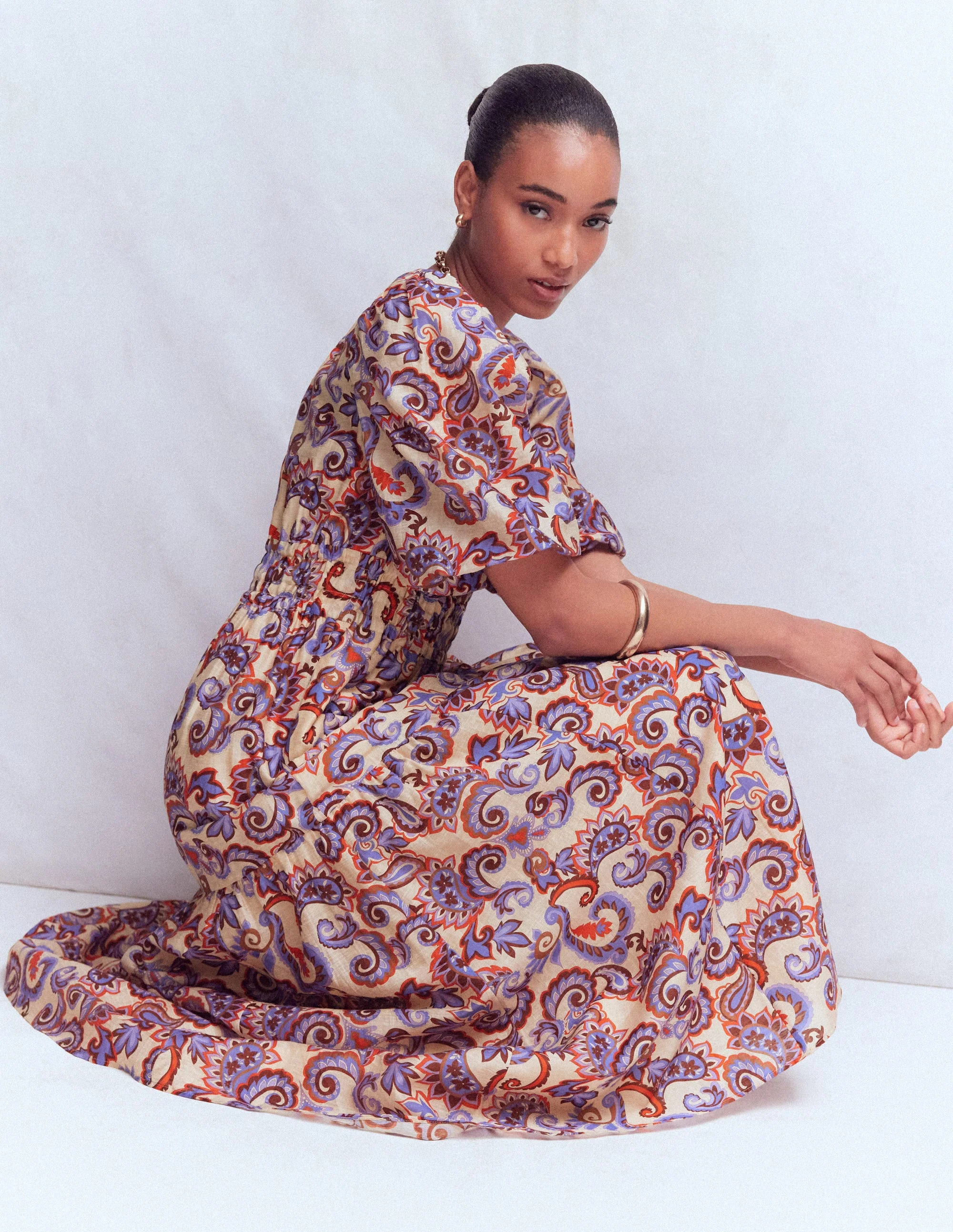 Irene Occasion Dress-Almond Milk, Paisley - Image 5