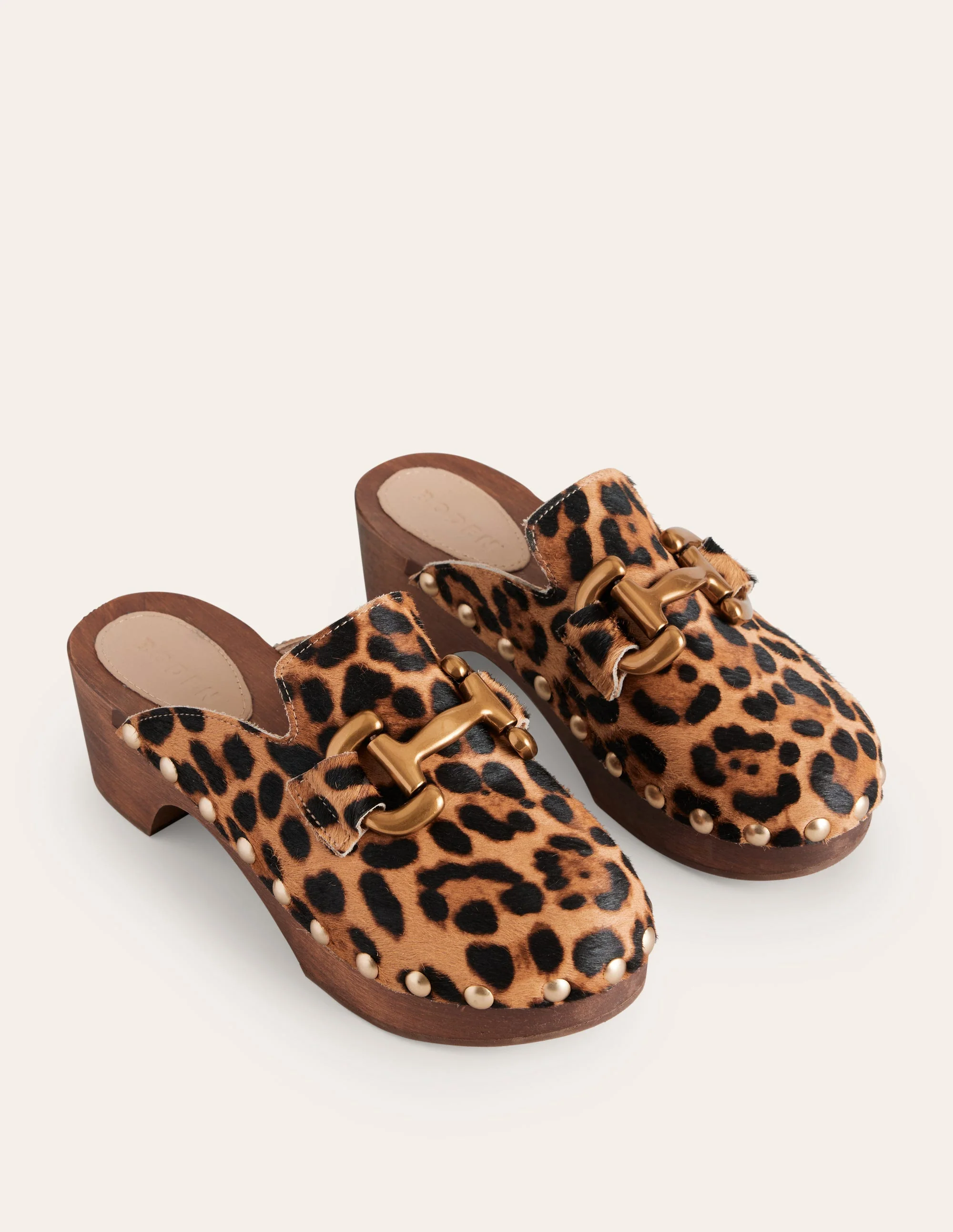 Iris Snaffle Heeled Clogs-Classic Leopard - Image 3
