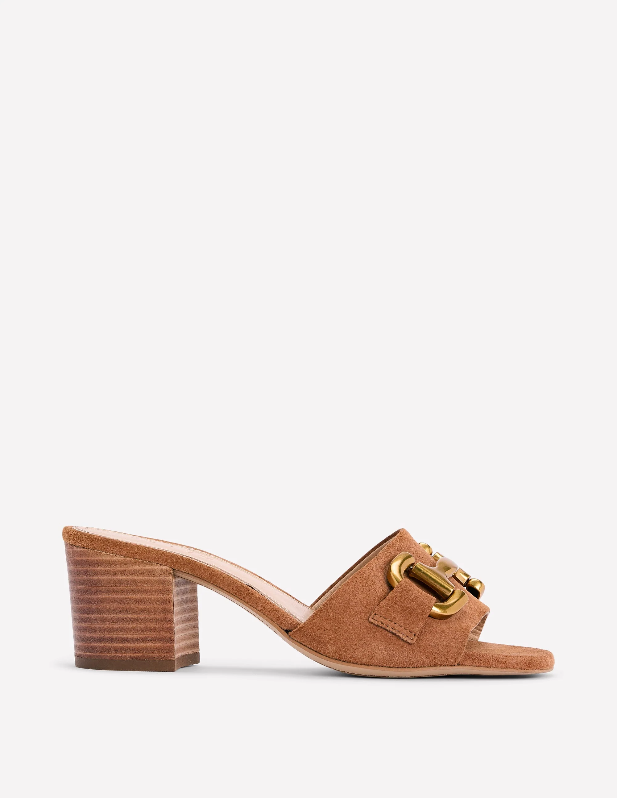 Iris Snaffle Heeled Mules-Tan
