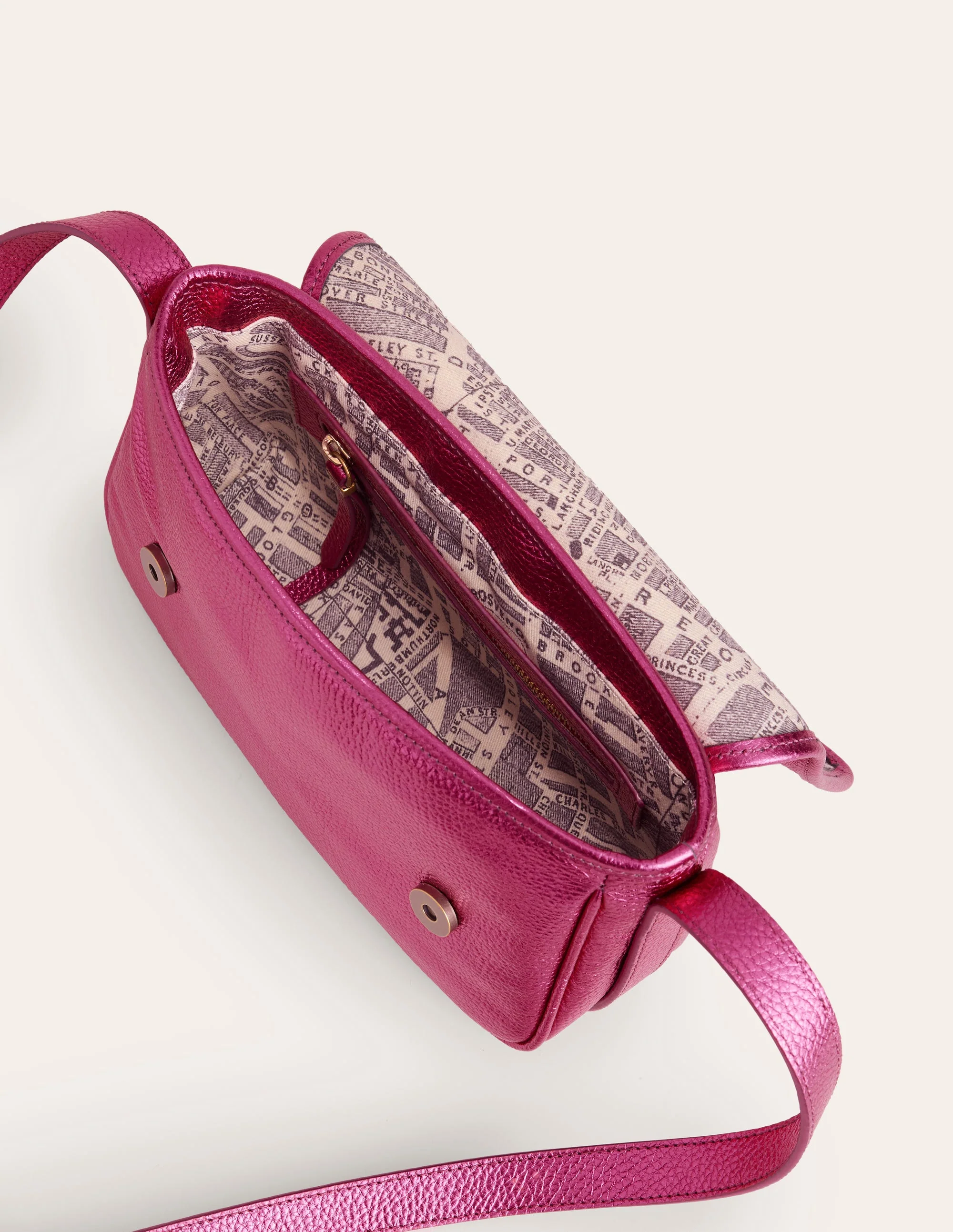 Iris Snaffle Leather Bag-Metallic Pink - Image 4