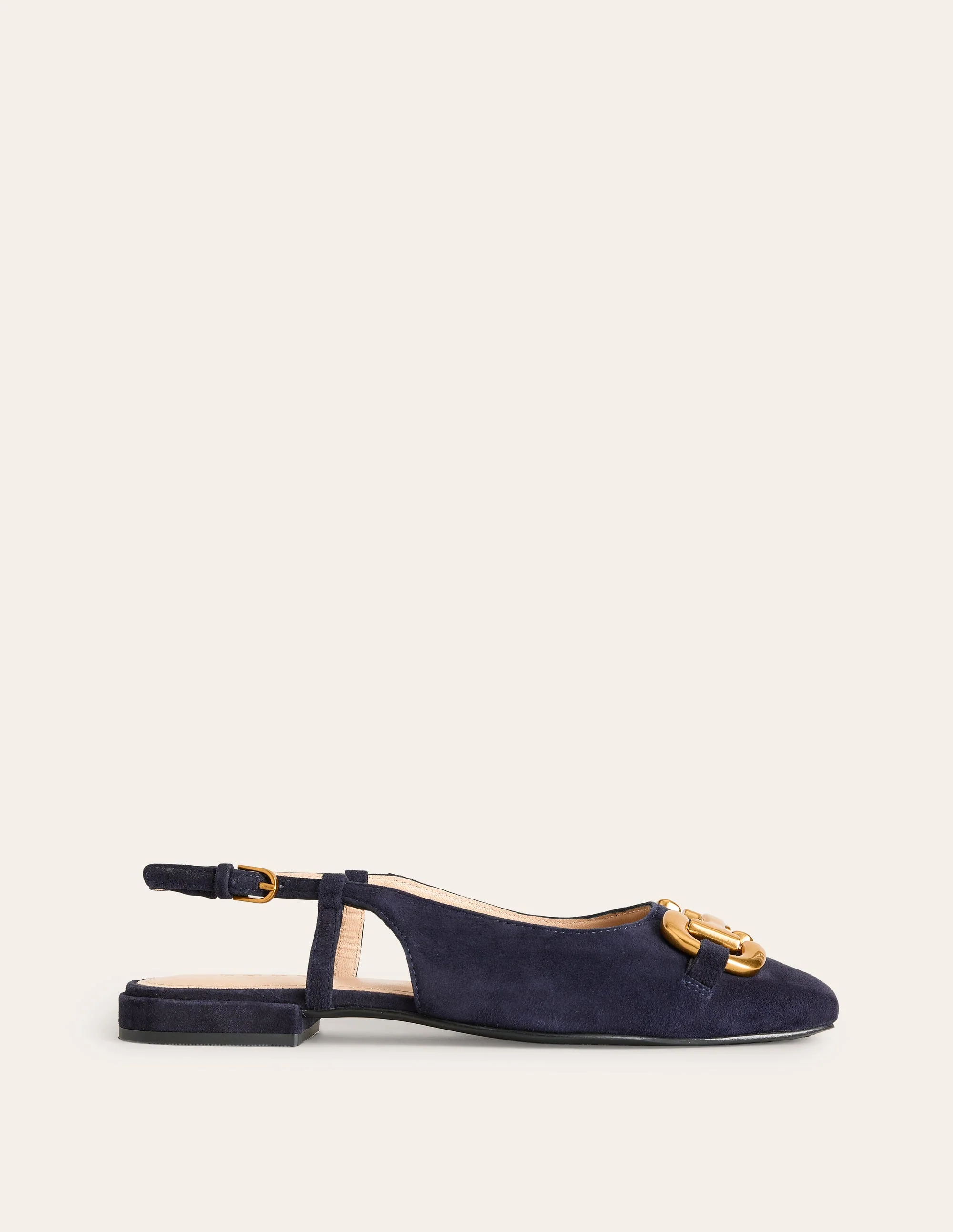 Iris Snaffle Slingback Flats-Dark Navy Suede - Image 2