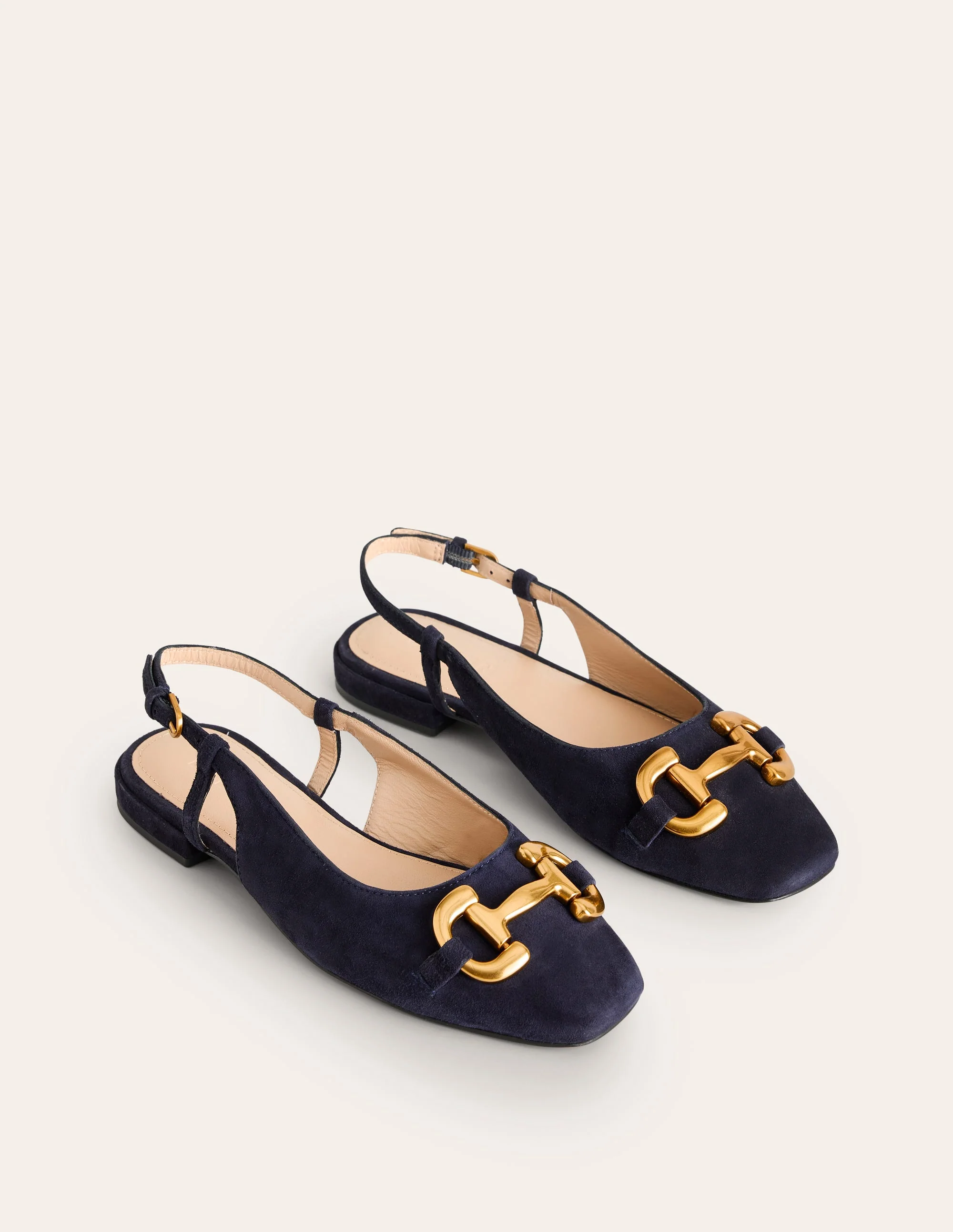 Iris Snaffle Slingback Flats-Dark Navy Suede - Image 3