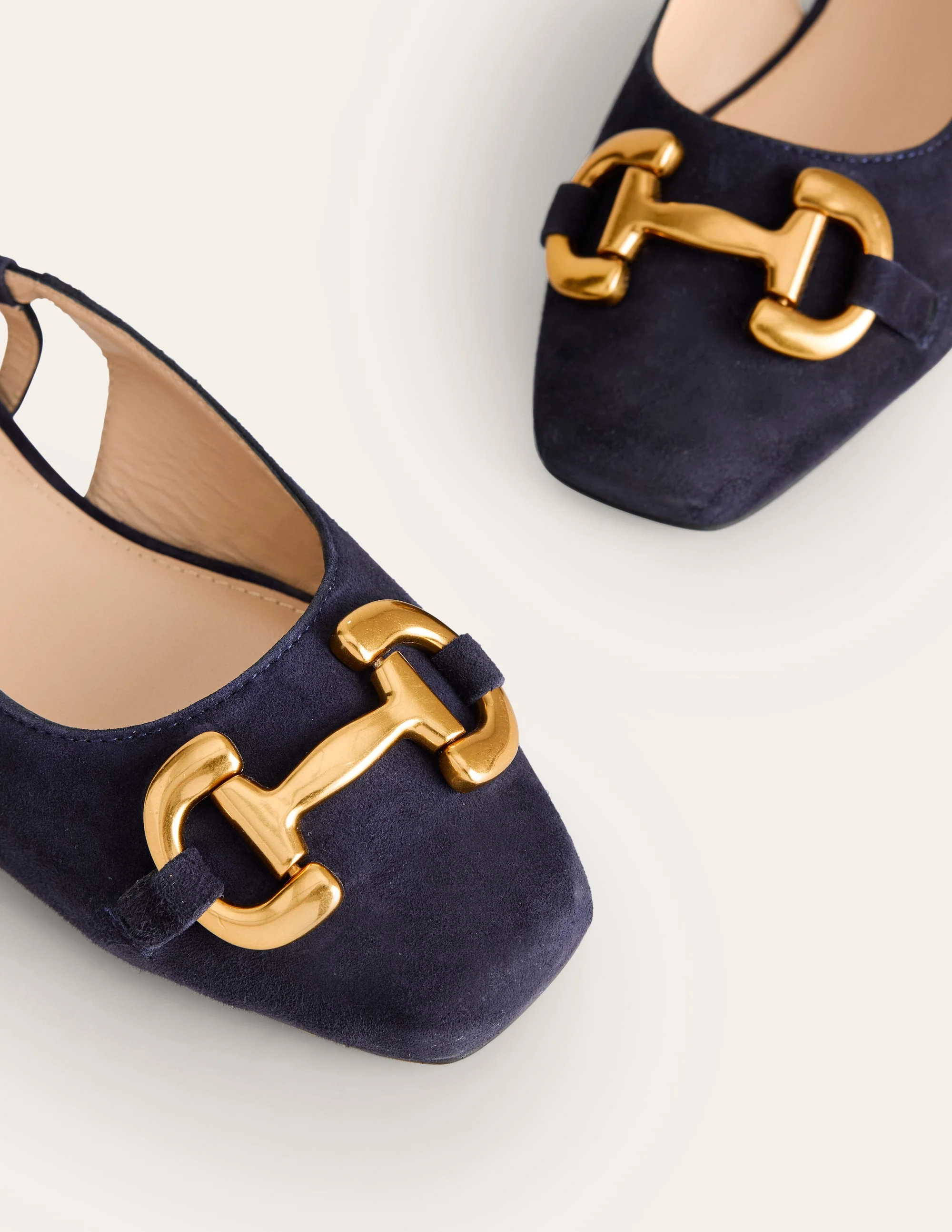 Iris Snaffle Slingback Flats-Dark Navy Suede - Image 4