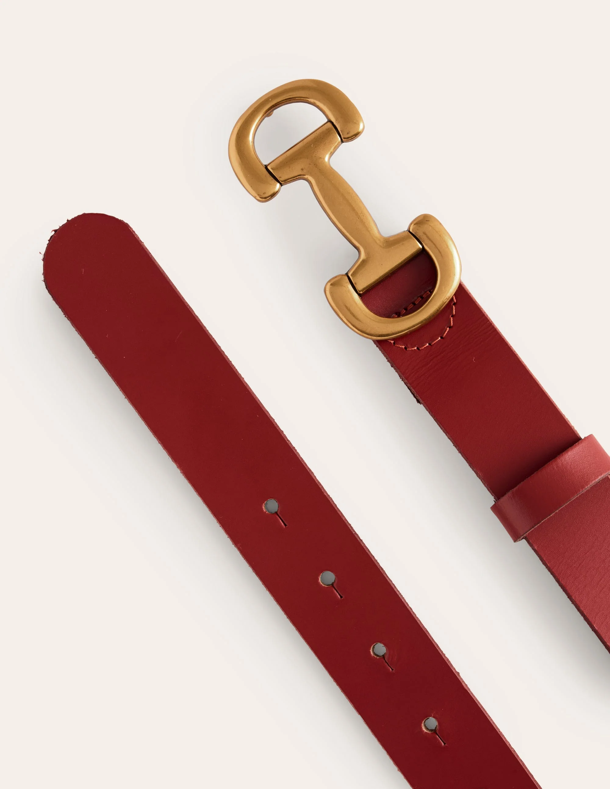 Iris Snaffle-Trim Leather Belt-Red - Image 3