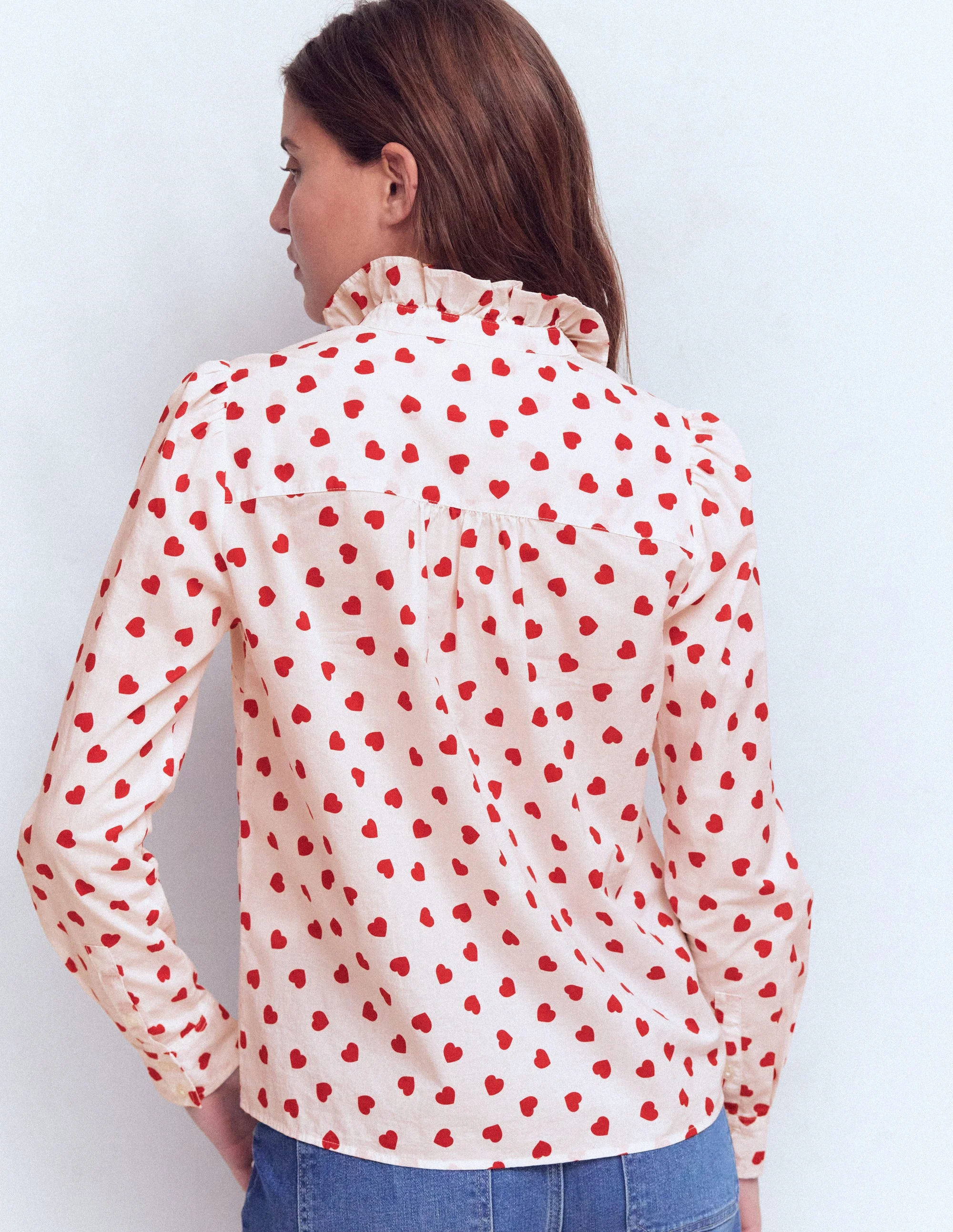 Isabel Ruffle Cotton Shirt-Ivory, Heart Confetti - Image 3