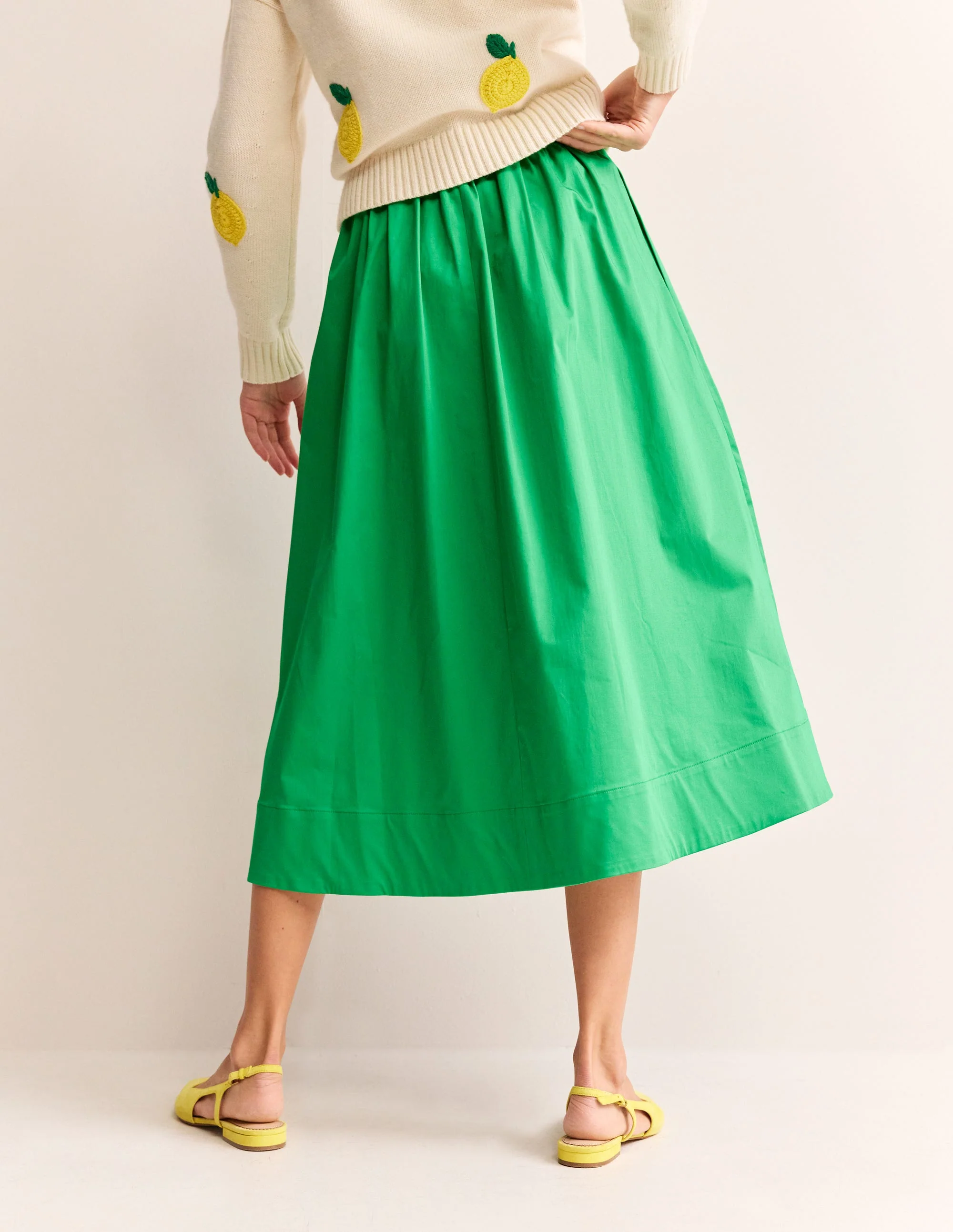Isabella Cotton Sateen Skirt-Bright Green - Image 3