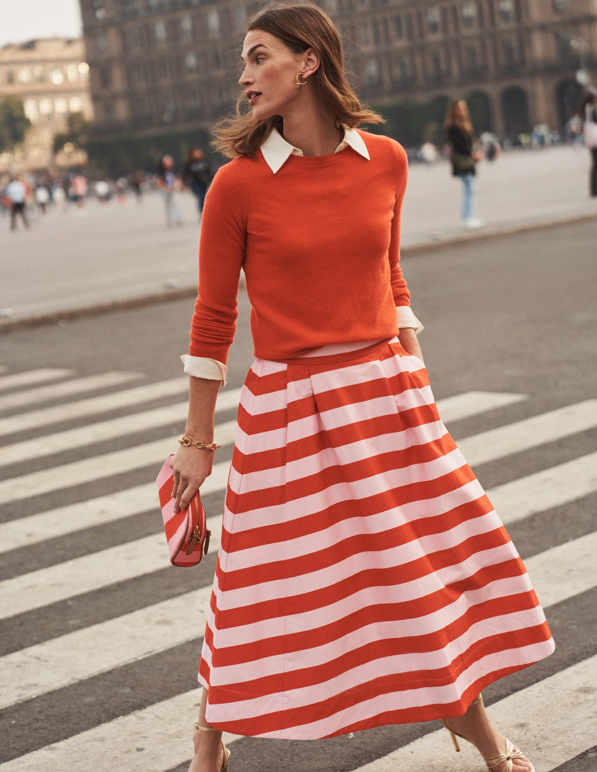 Isabella Cotton Sateen Skirt-Fiesta and Orchid Pink Stripe - Image 5