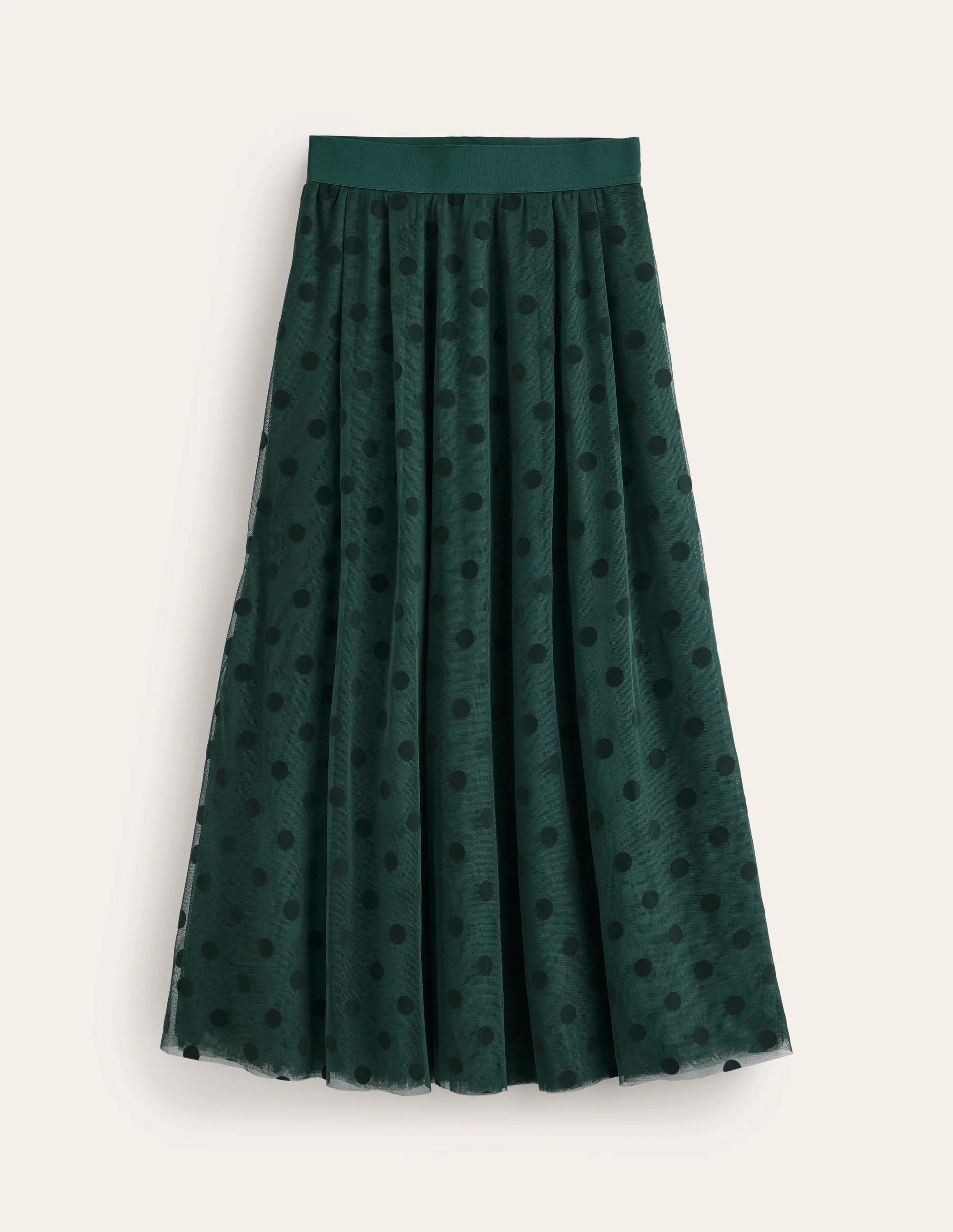 Isabella Tulle Midi Skirt-Green, Spots - Image 5