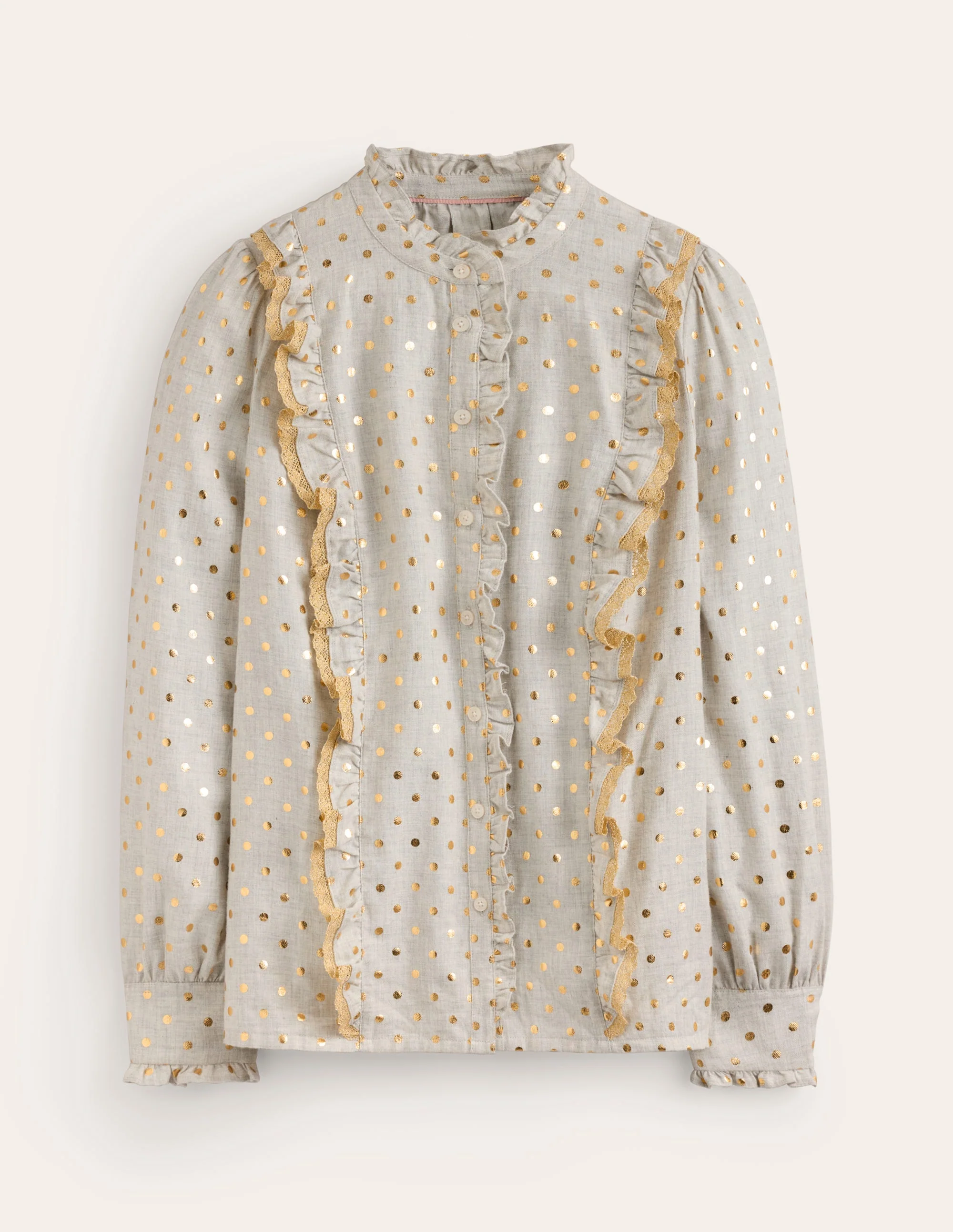 Isla Frill Detail Blouse-Metallic Spot - Image 6