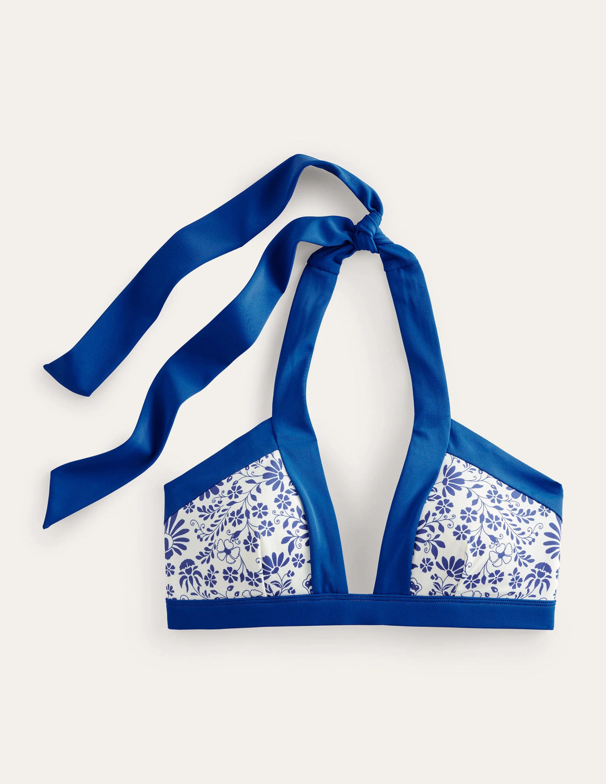 Ithaca Halter Bikini Top-Ivory, Lake Blue Gardenia - Image 5