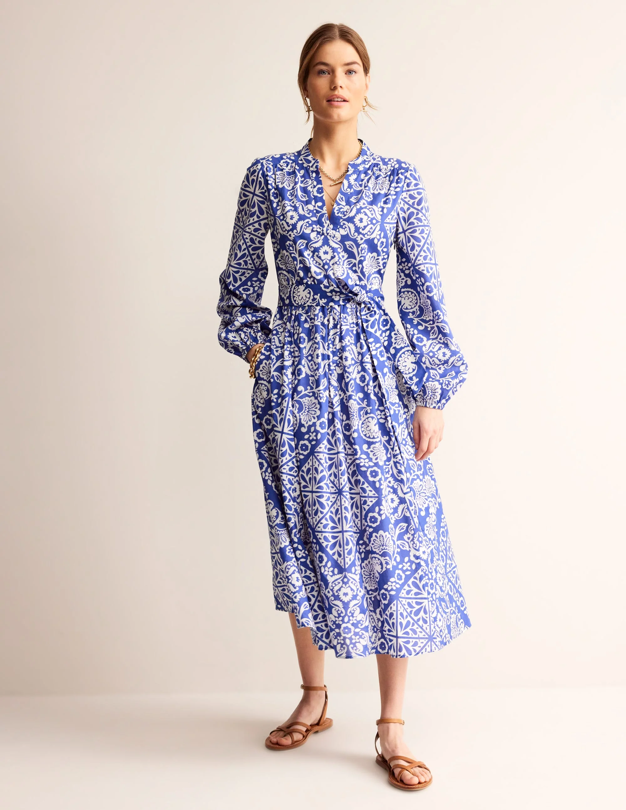 Jen Cotton Midi Dress-Surf the Web, Mosaic Terrace - Image 2
