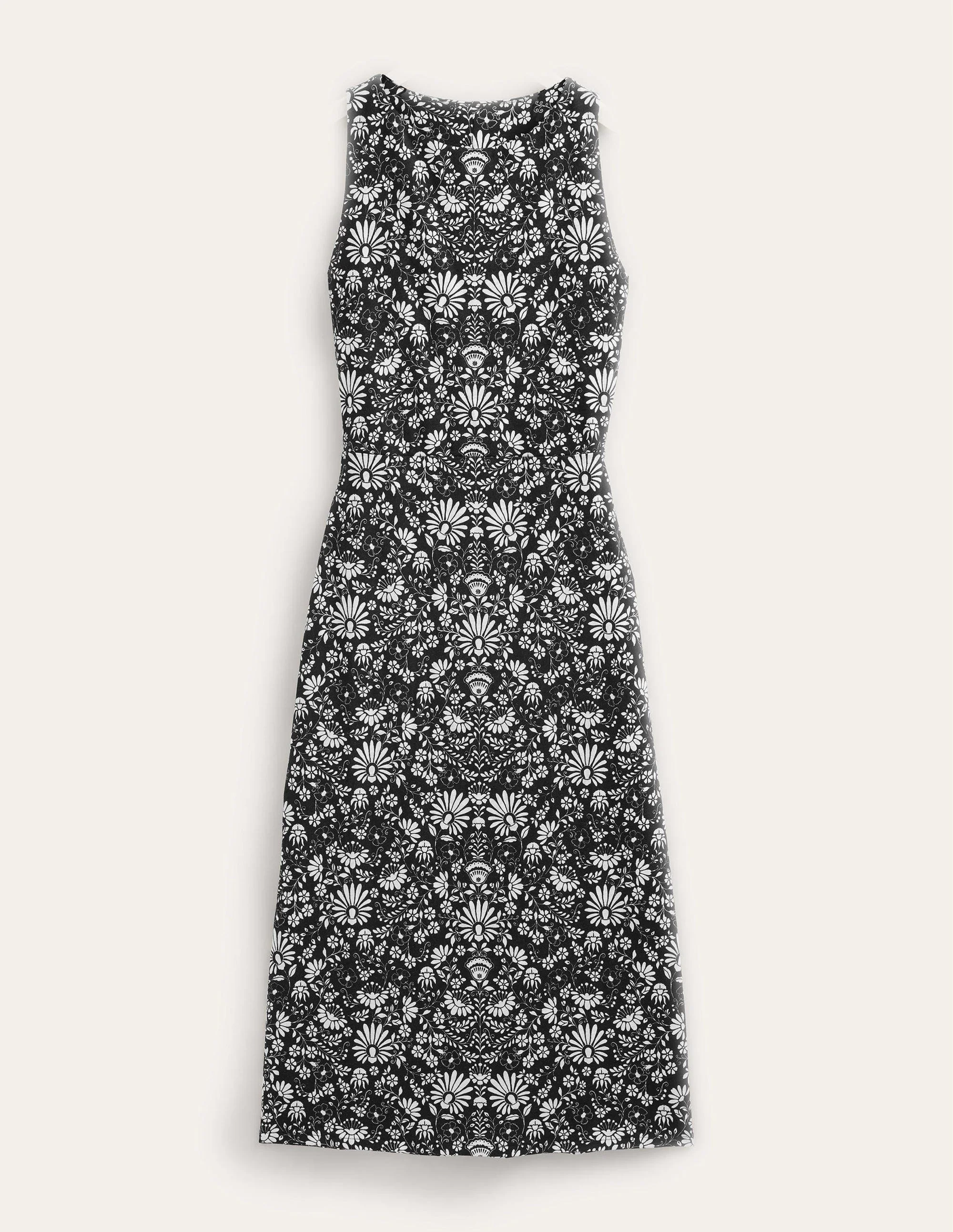 Jersey Column Midi Dress-Black, Gardenia Sprig - Image 5