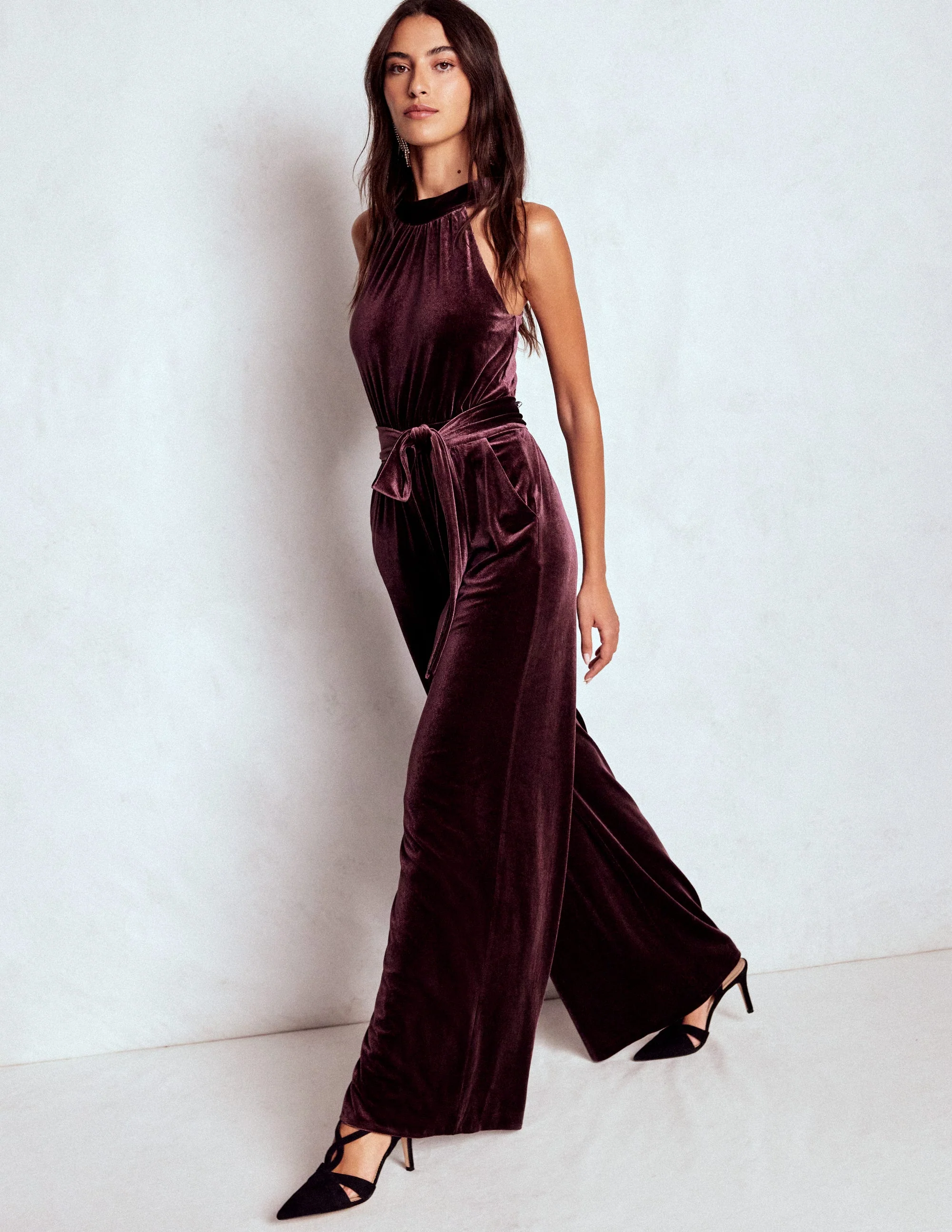 Jersey Halter Jumpsuit-Dark Cherry - Image 4