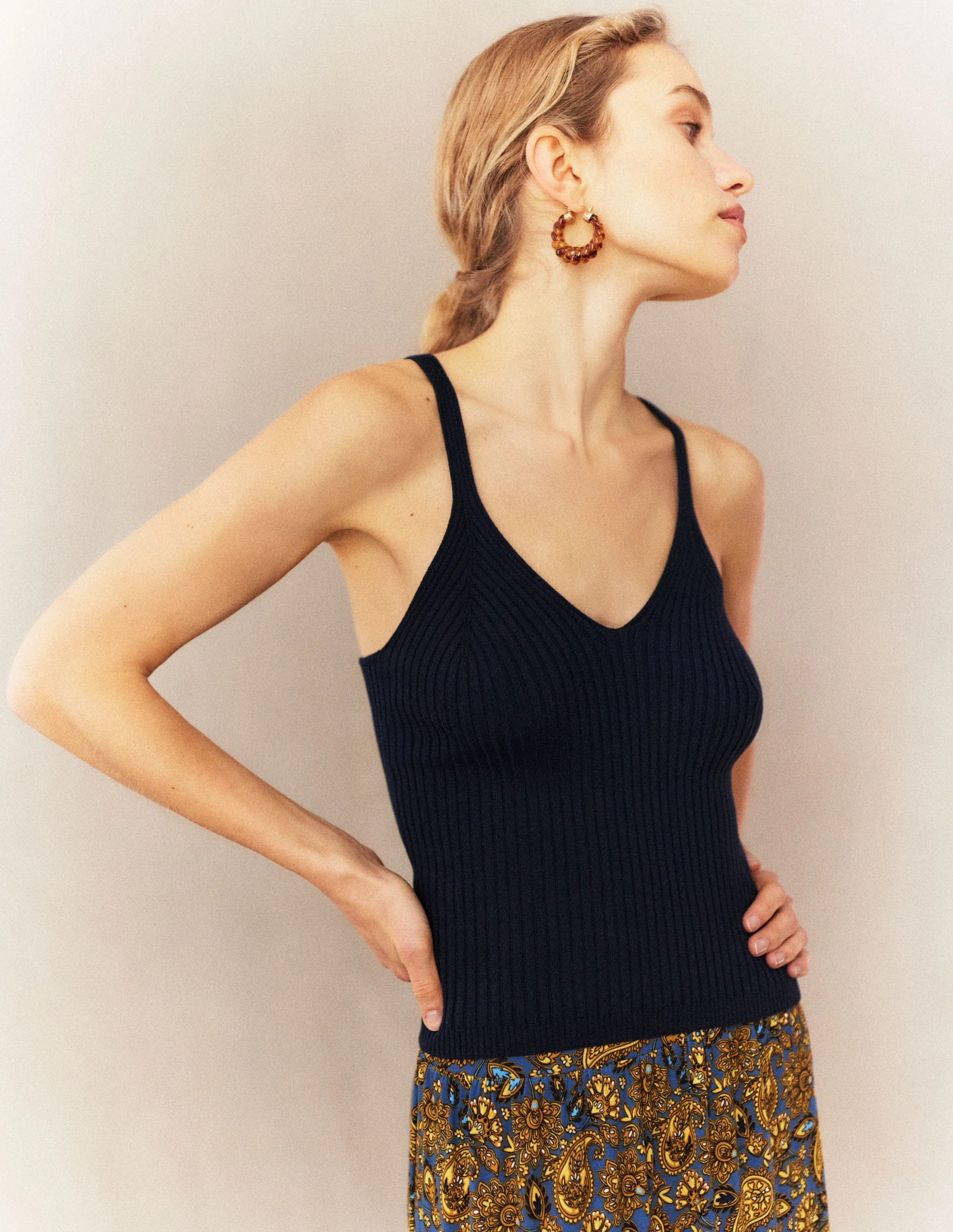 Jersey Maxi Skirt-Harvest Gold, Paisley Terrace - Image 6