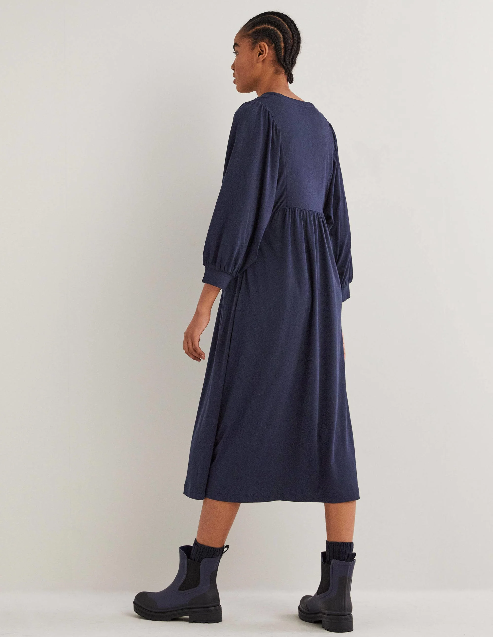 Jersey Midi Dress-Navy - Image 3