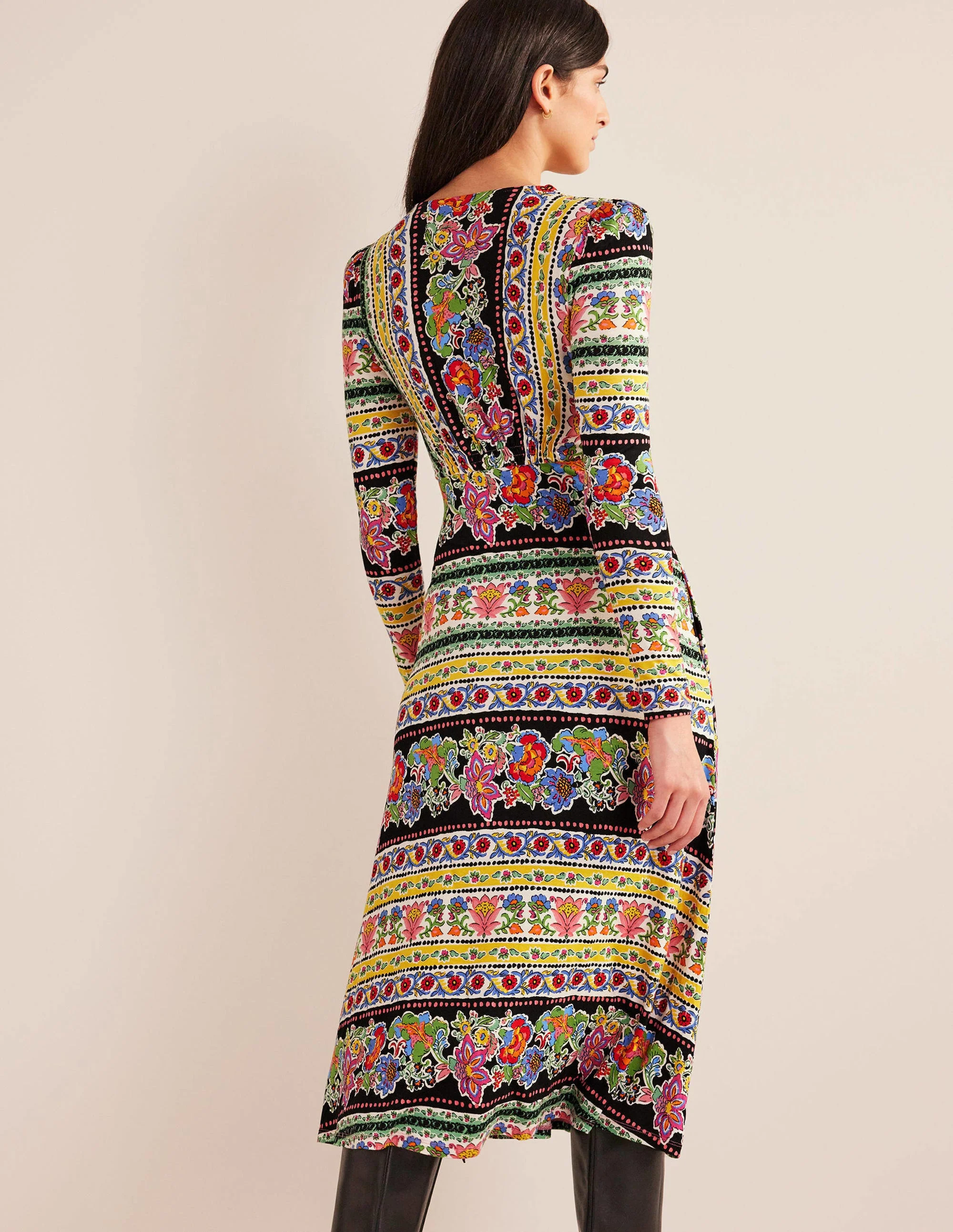 Jersey Midi Tea Dress-Multi, Carnation Bloom - Image 3
