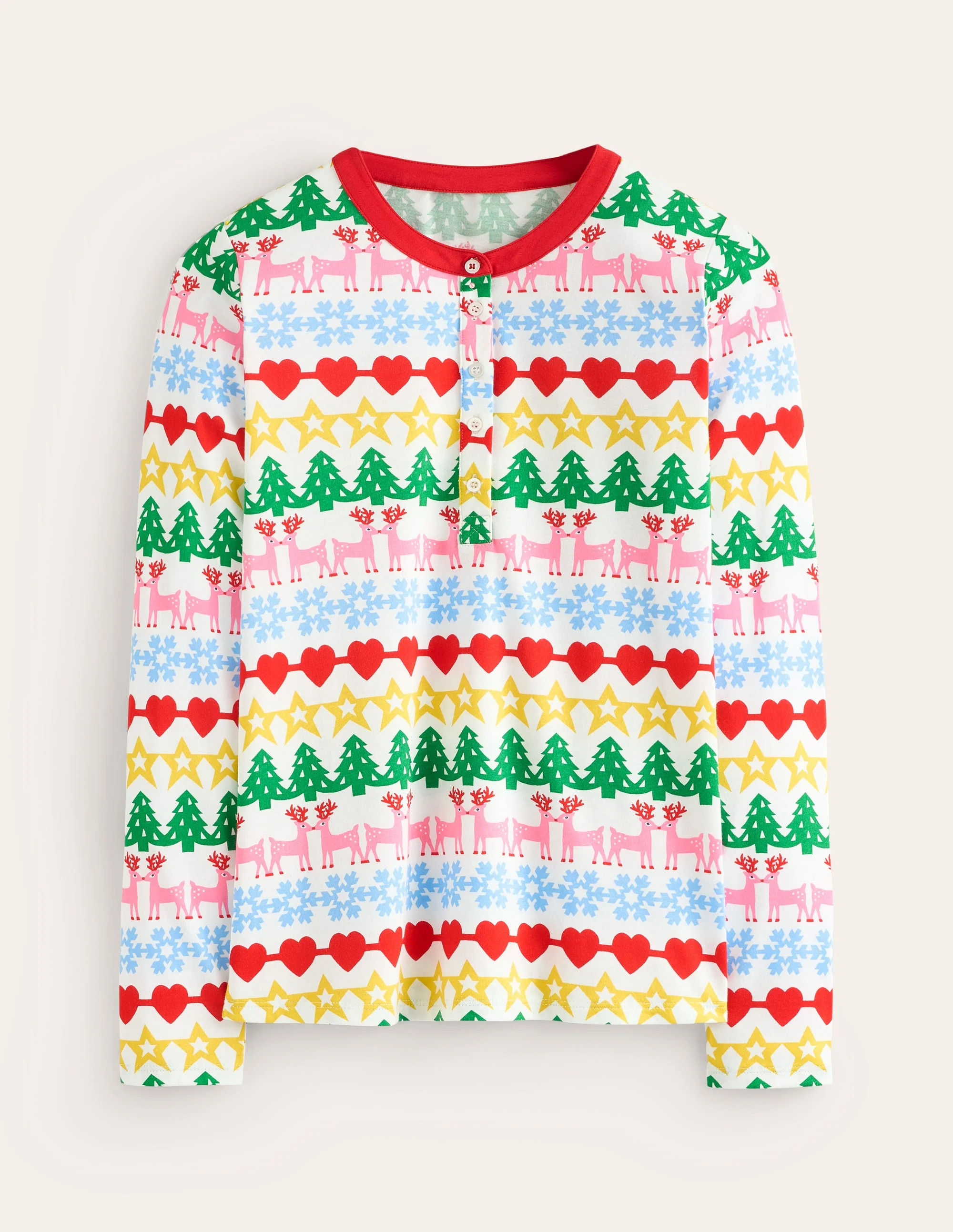Jersey Pajama Long Sleeve Top-Multi, Gingerbread Fairisle - Image 7