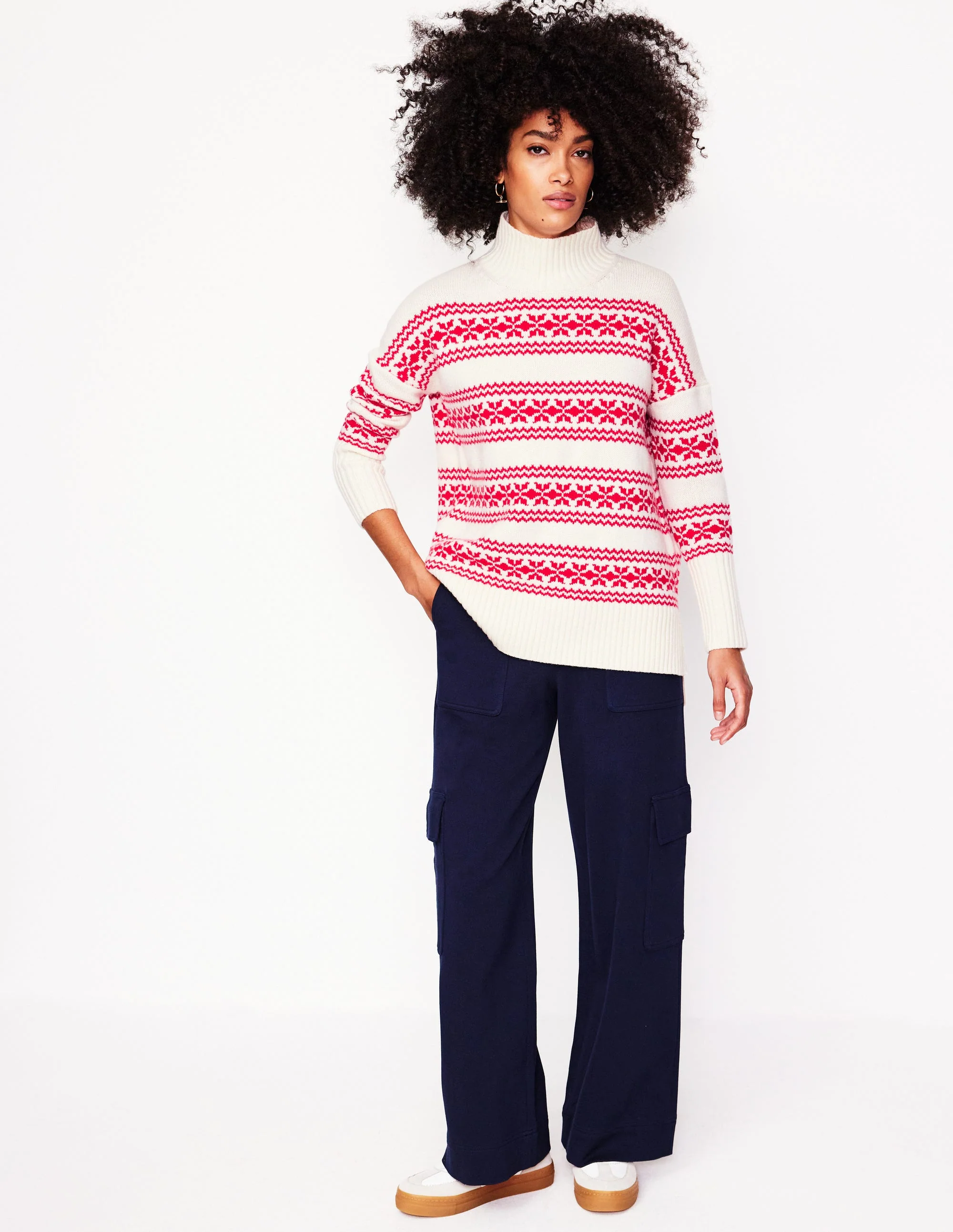 Jessica Oversized Sweater-Red Fair Isle - Image 5