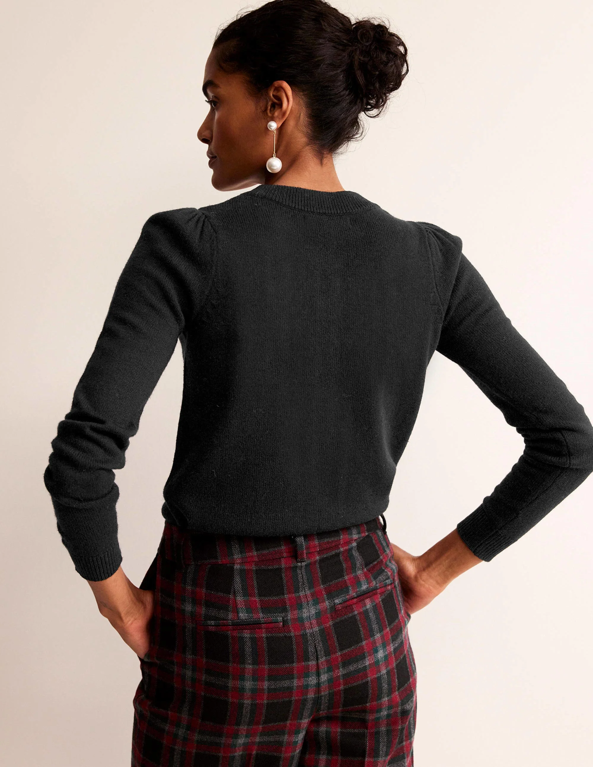 Jewel Button Cardigan-Black - Image 3