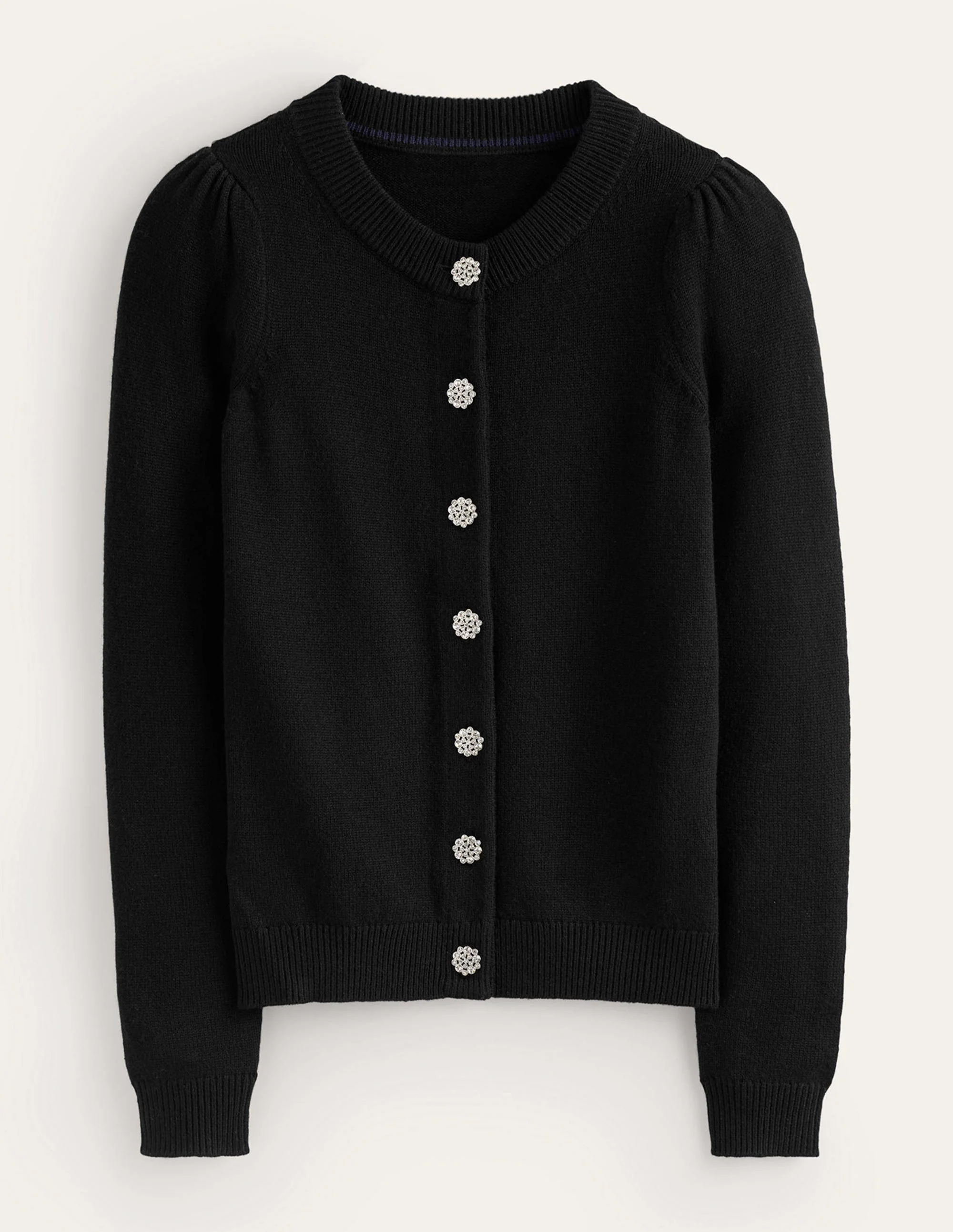 Jewel Button Cardigan-Black - Image 5