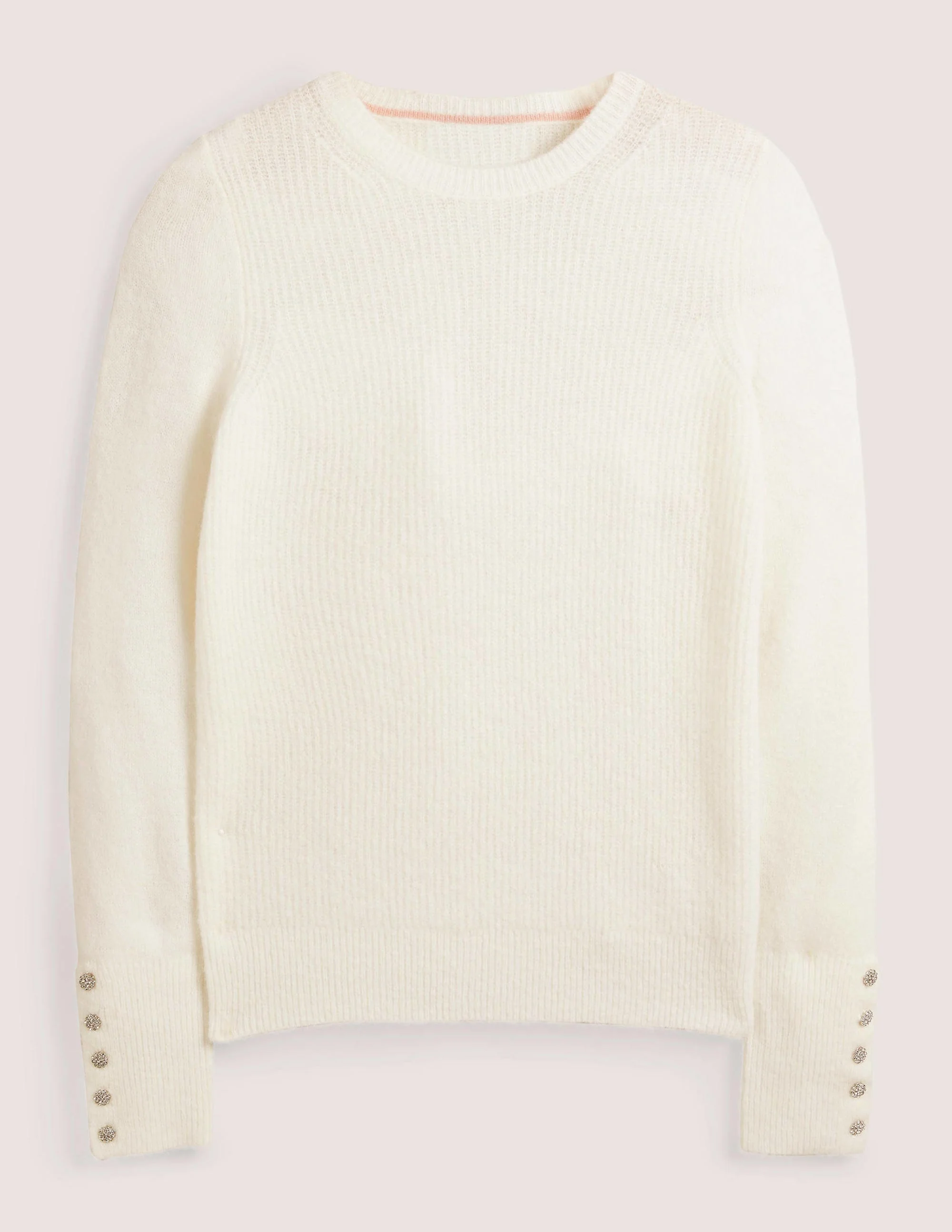 Jewel Button Fluffy Sweater-Ivory - Image 6