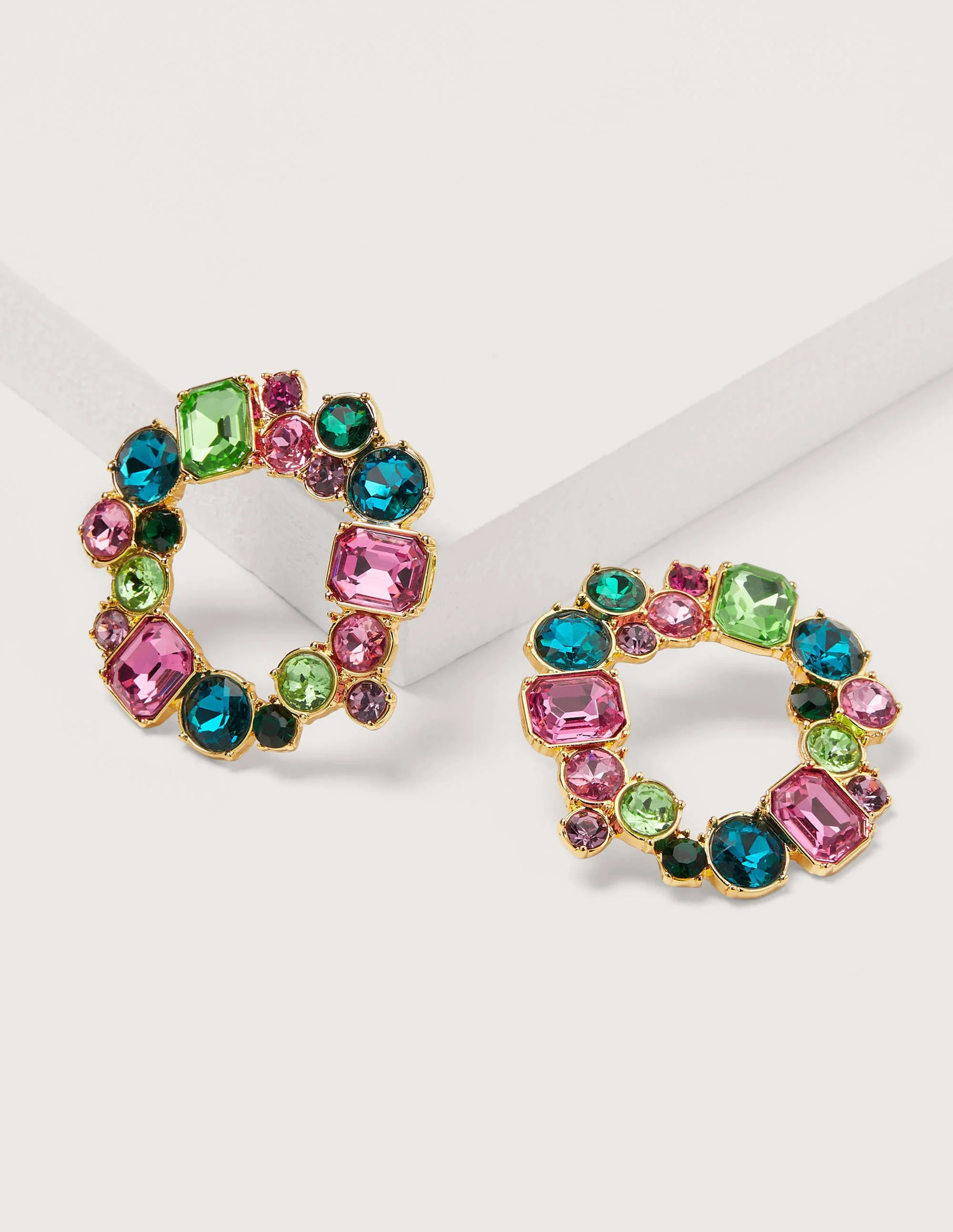 Jewelled Hoop Earrings-Multi - Image 2