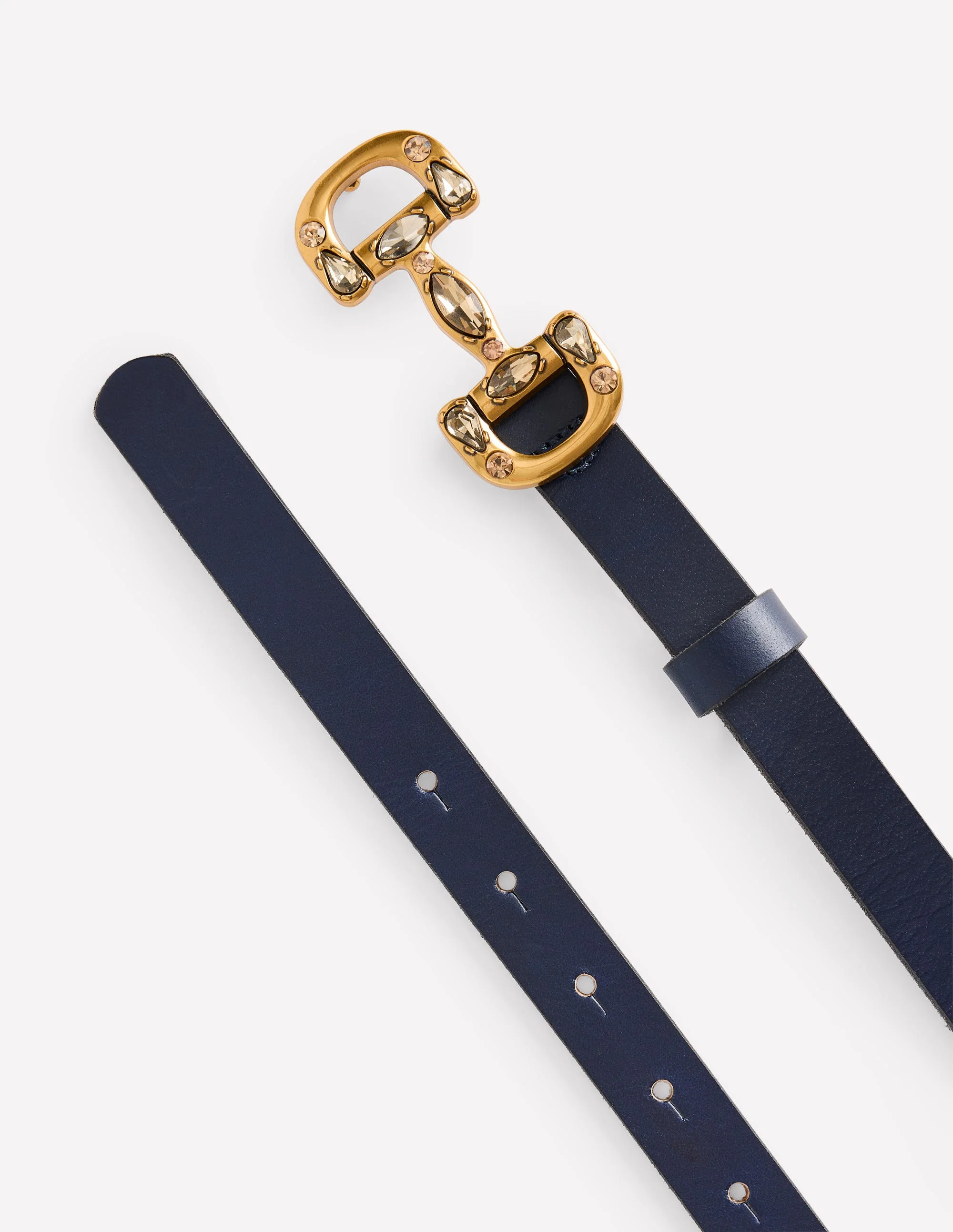 Jewelled Iris Snaffle Belt-Navy - Image 3
