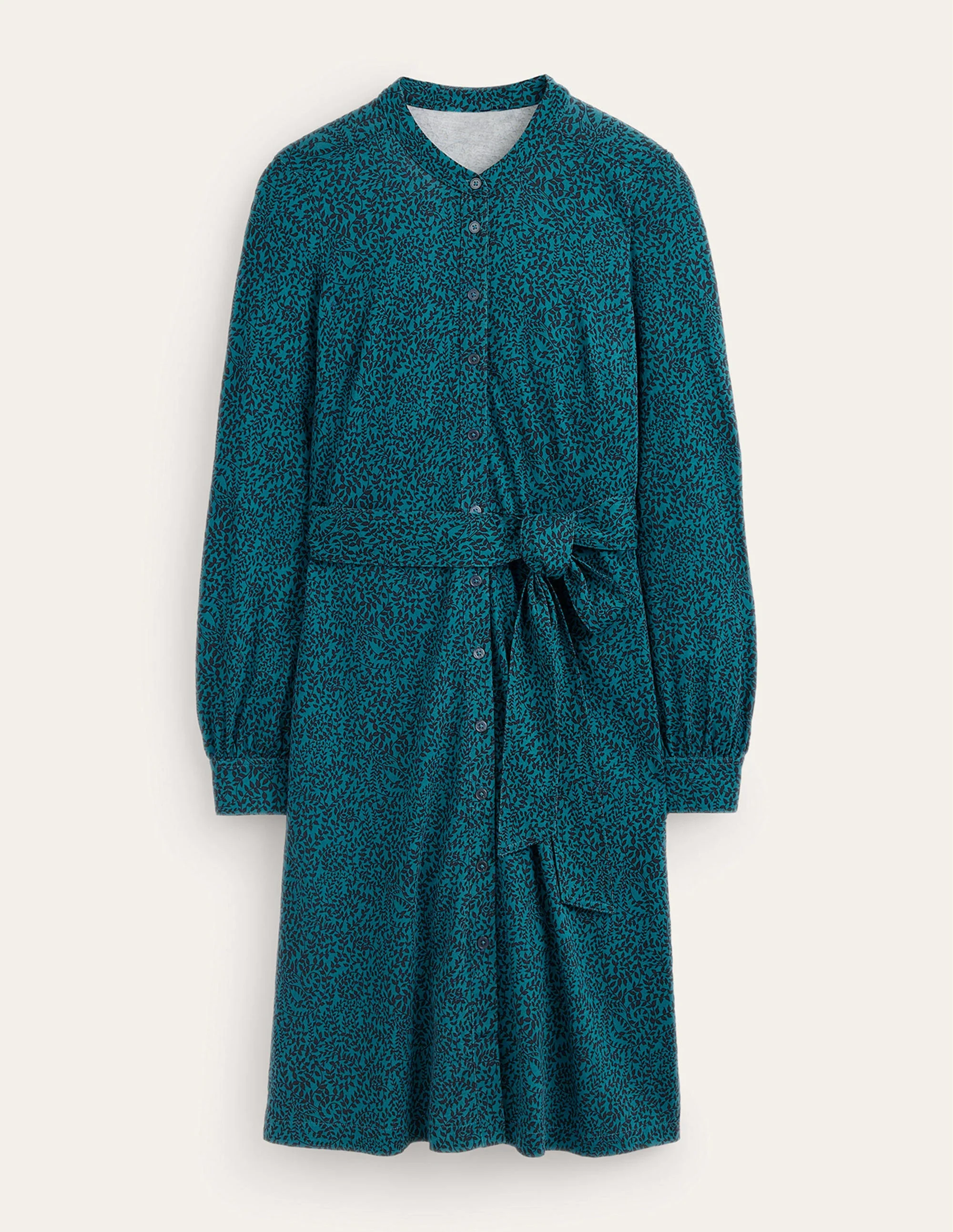 Julia Jersey Shirt Dress-Teal, Pome Sprig - Image 6