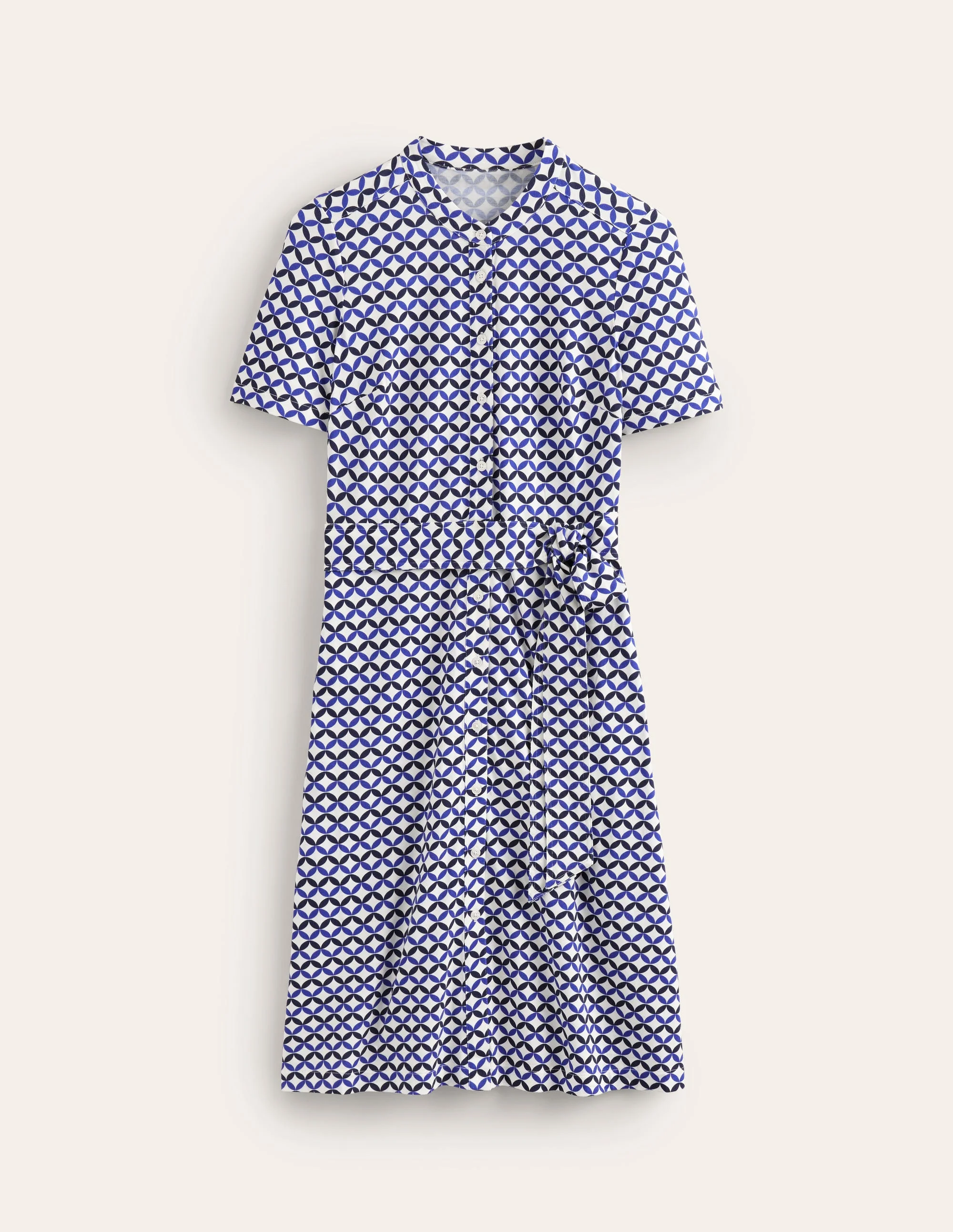 Julia Short Sleeve Shirt Dress-Ivory, Diamond Terrace - Image 5