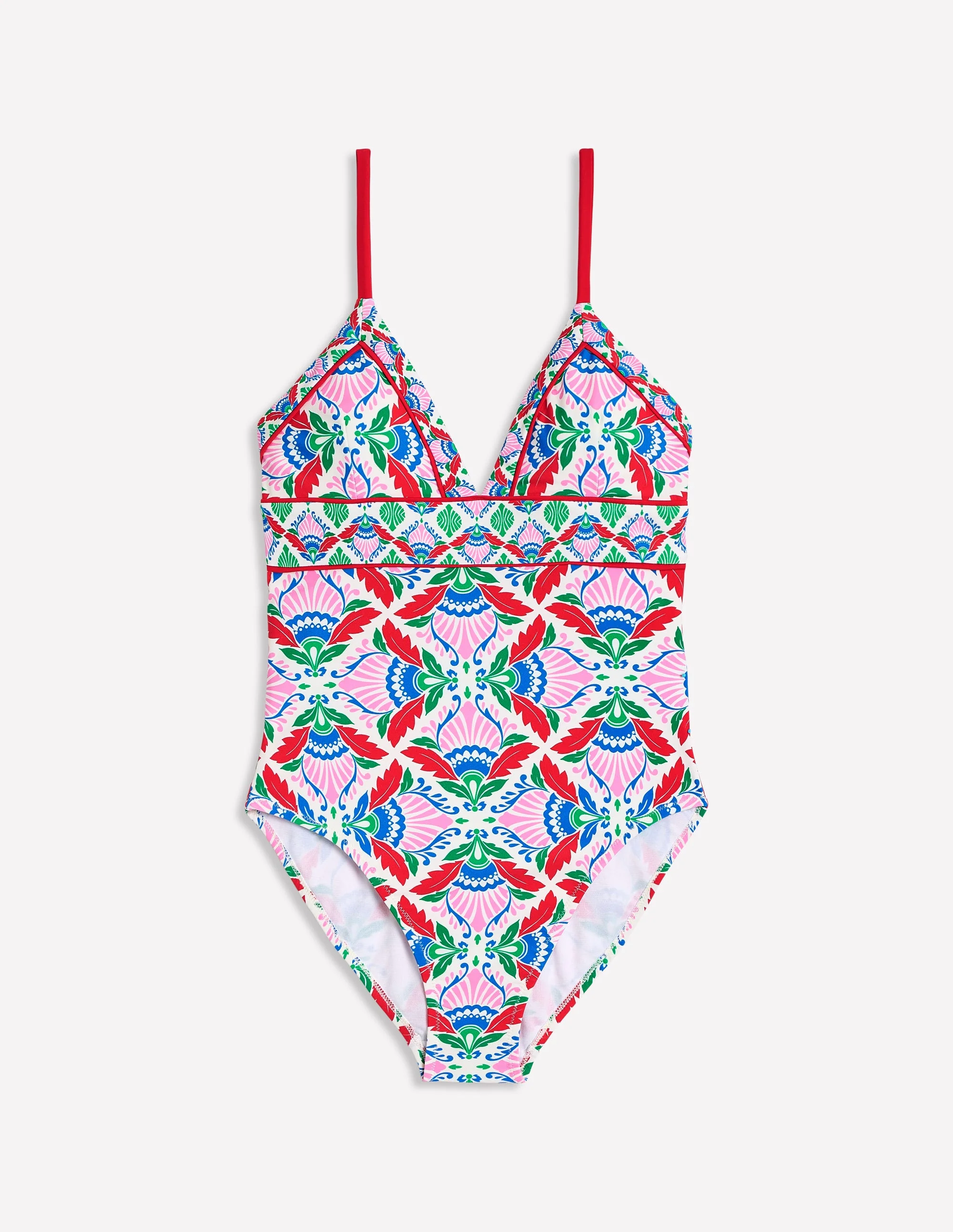 Kasos String V Neck Swimsuit-Multi, Ornate Thistle - Image 5