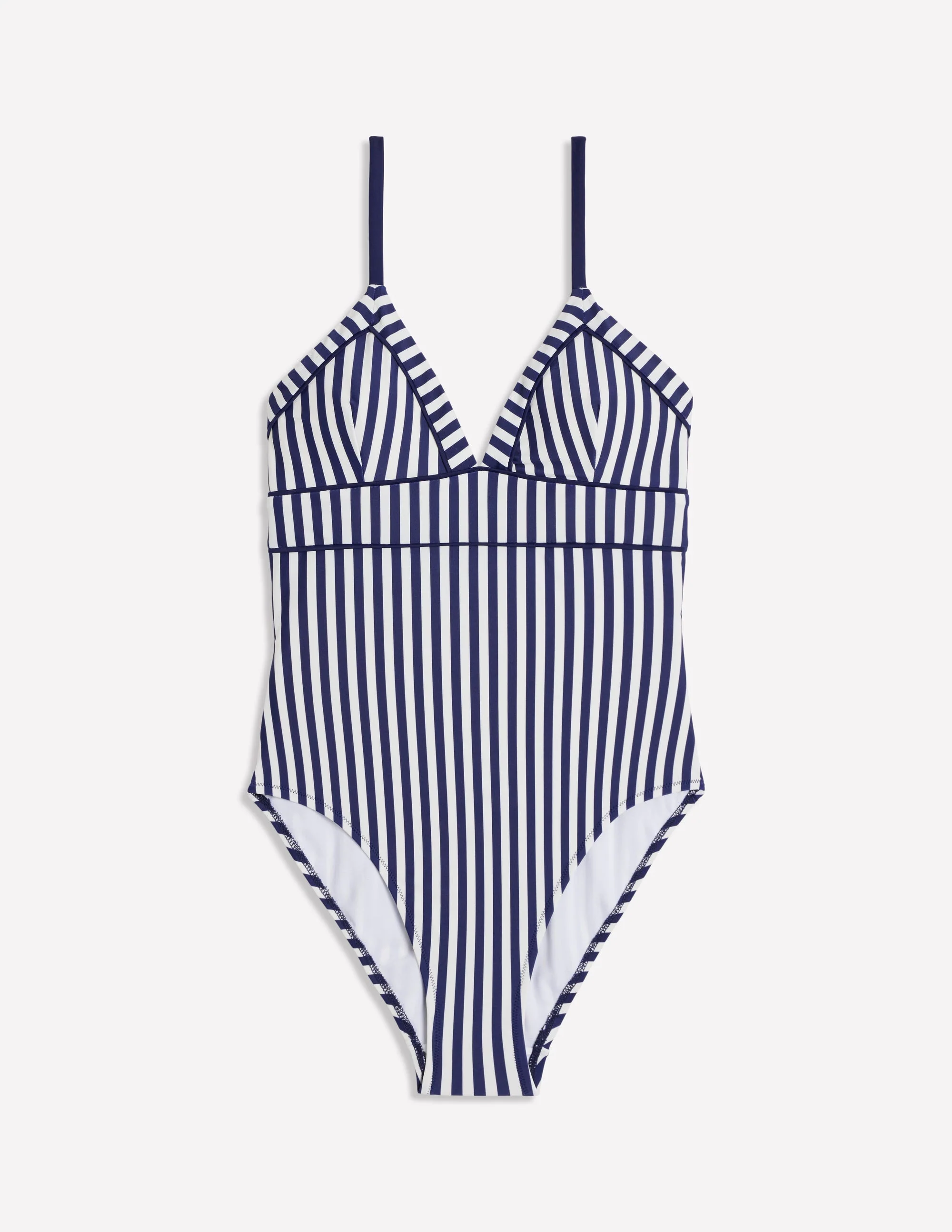 Kasos String V Neck Swimsuit-Navy, Ivory Stripe - Image 4