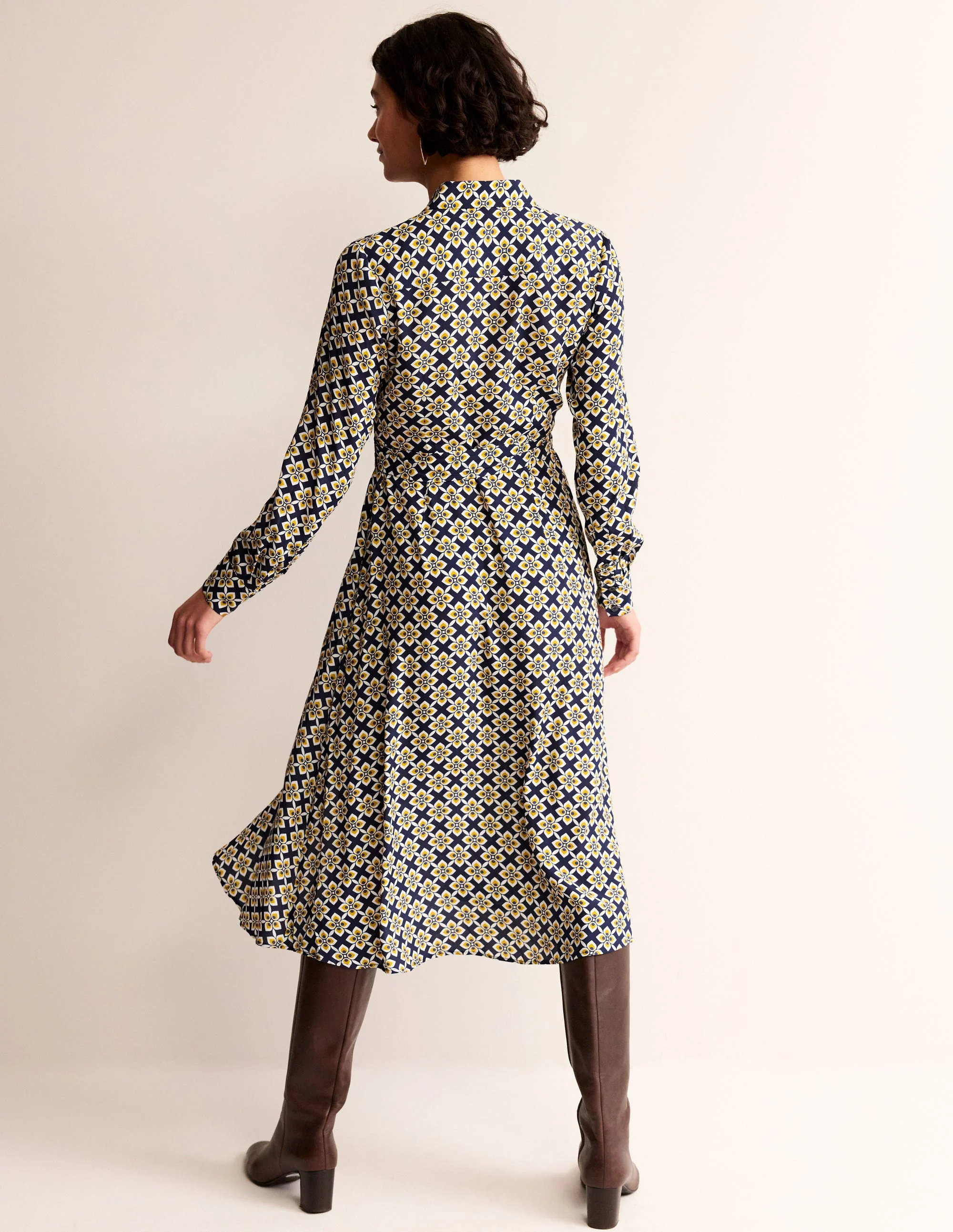 Kate Midi Shirt Dress-Antique Moss, Diamond Floral - Image 3