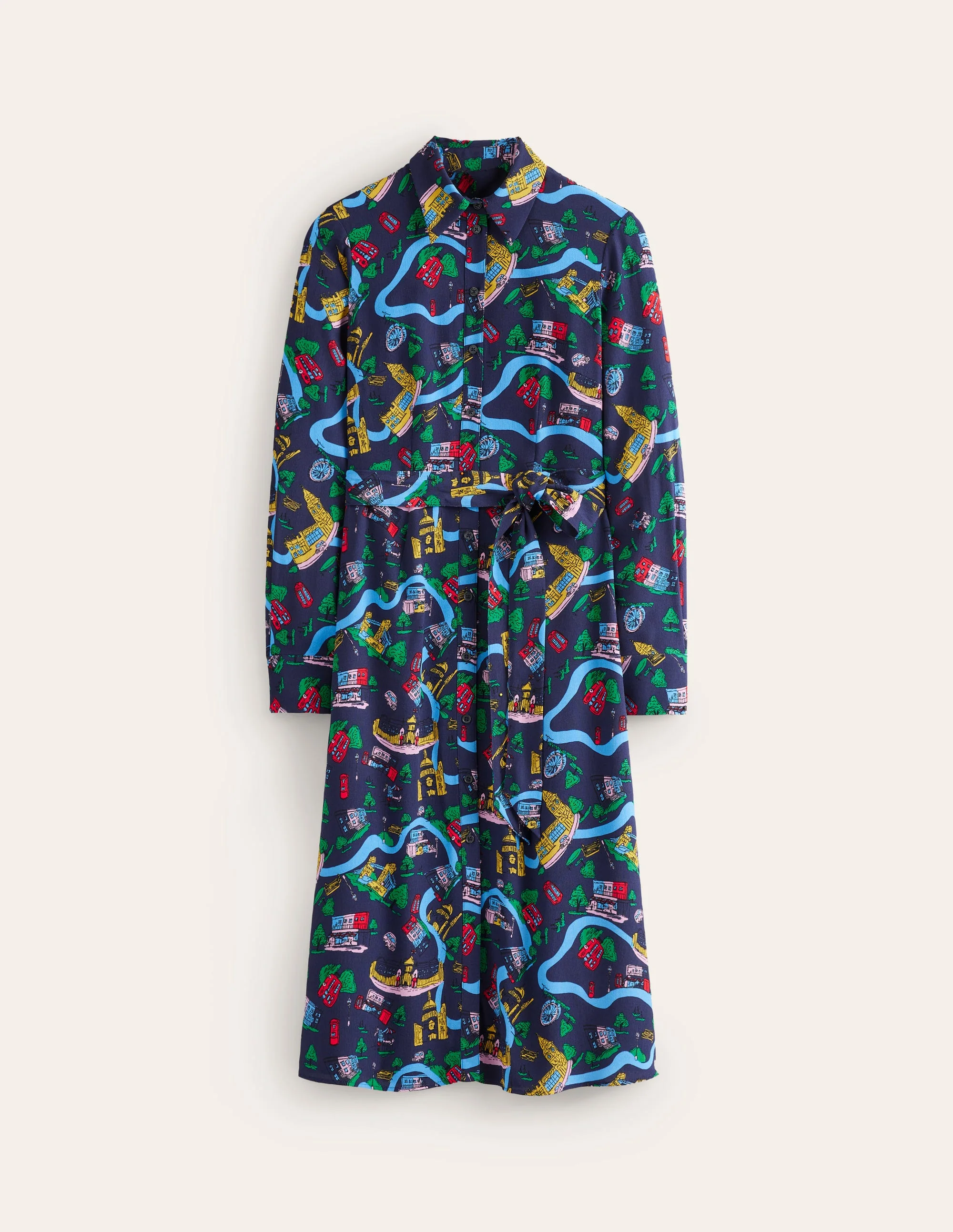 Kate Midi Shirt Dress-French Navy, London Town - Image 5