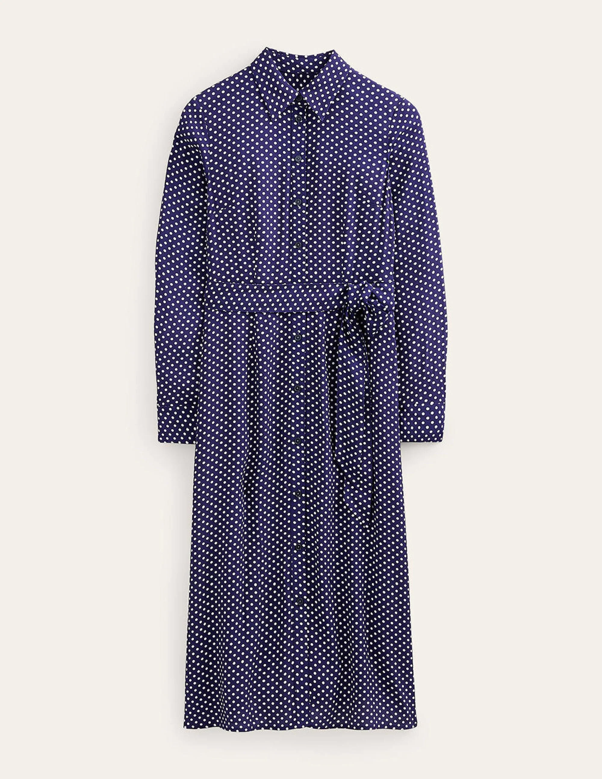 Kate Midi Shirt Dress-Navy, Dotty - Image 9