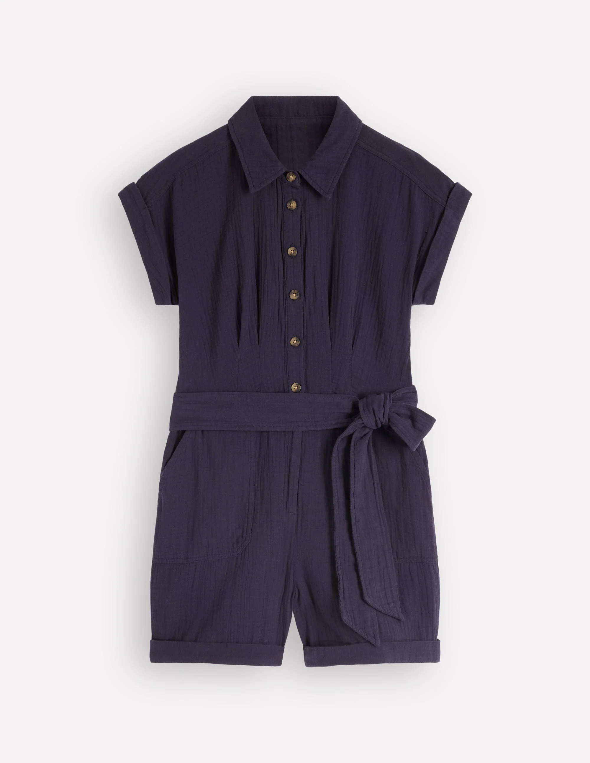 Kay Double Cloth Playsuit-Navy - Image 6