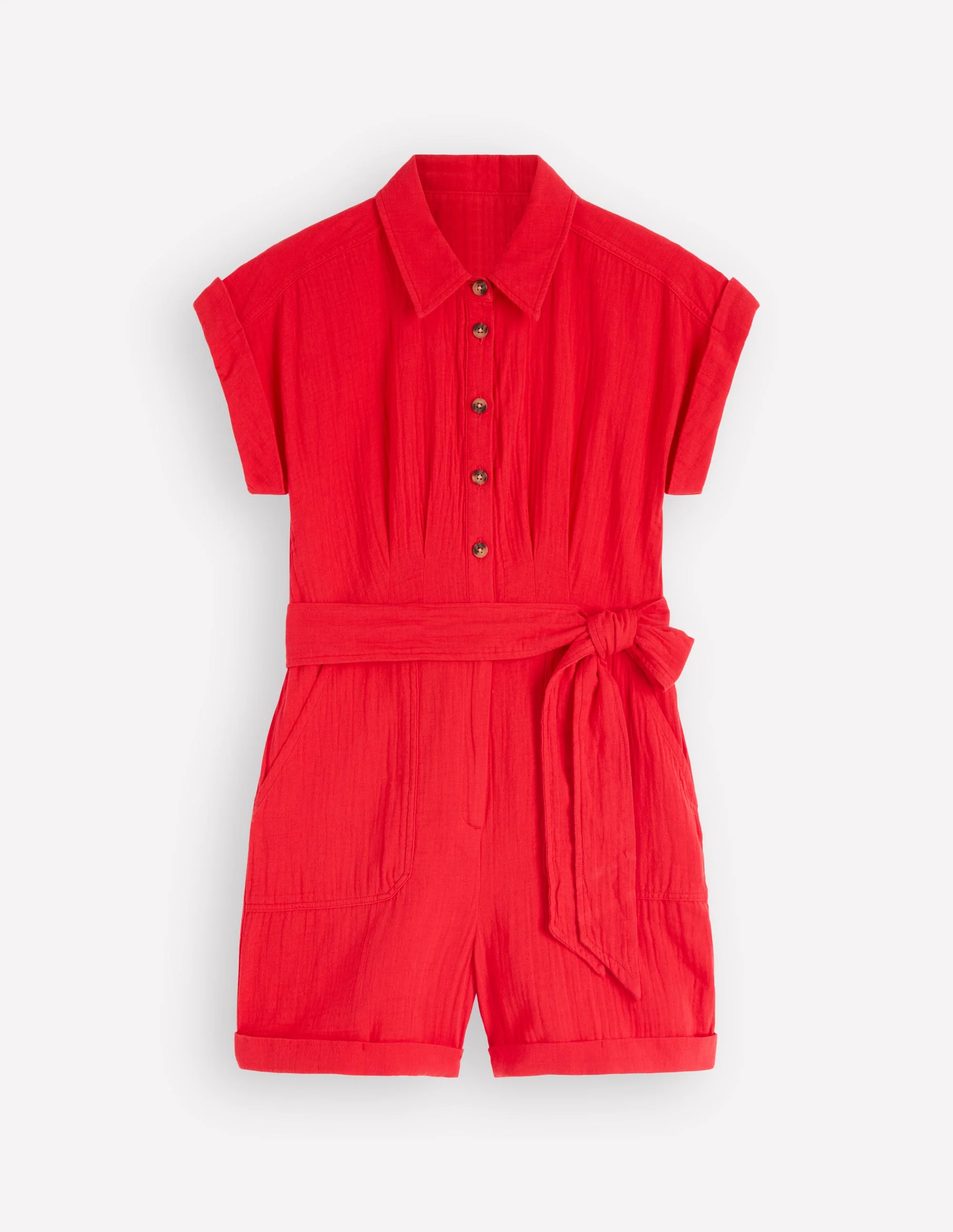 Kay Double Cloth Playsuit-Poppy Red - Image 5
