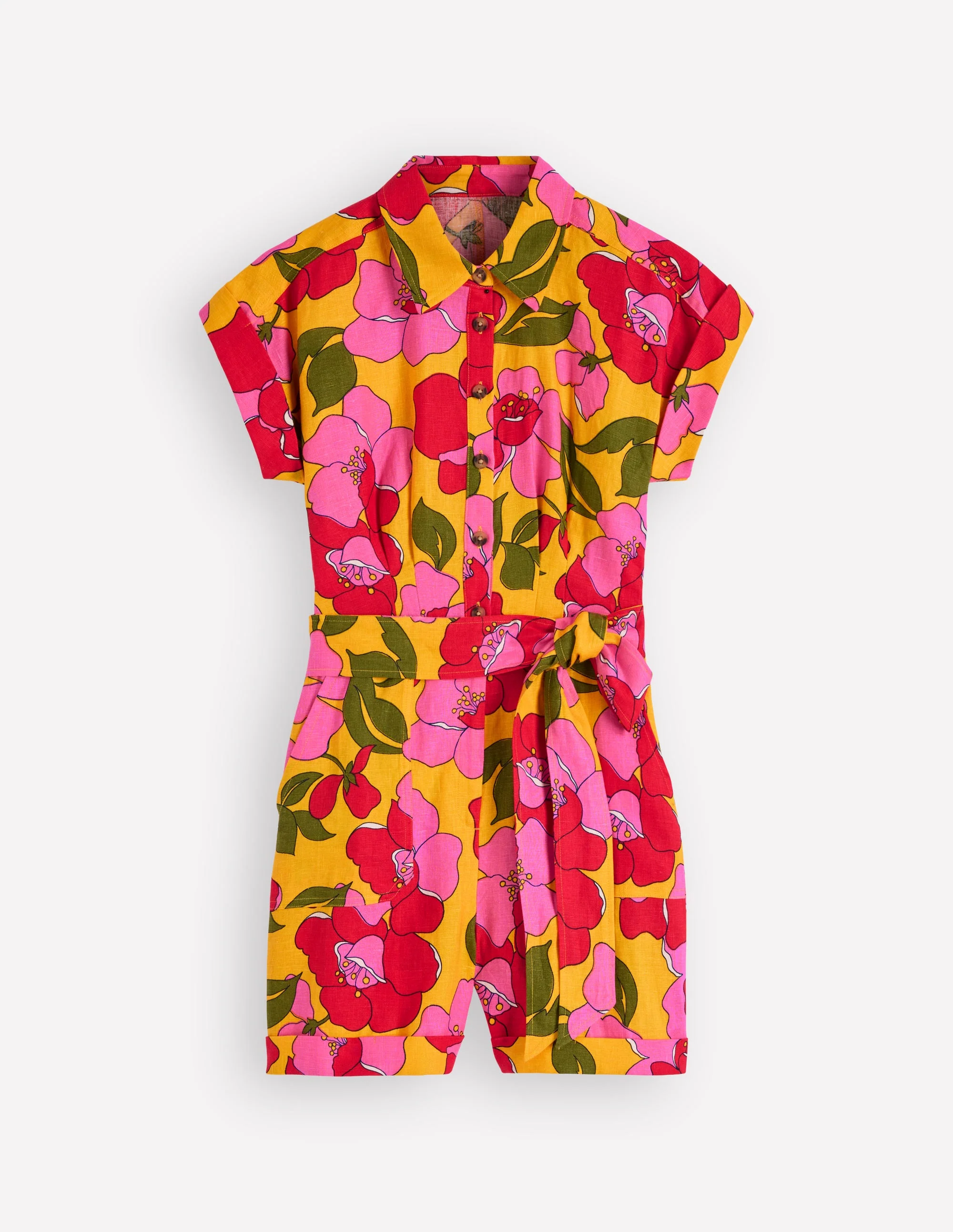 Kay Linen Playsuit-Yellow Radiant Bloom - Image 7