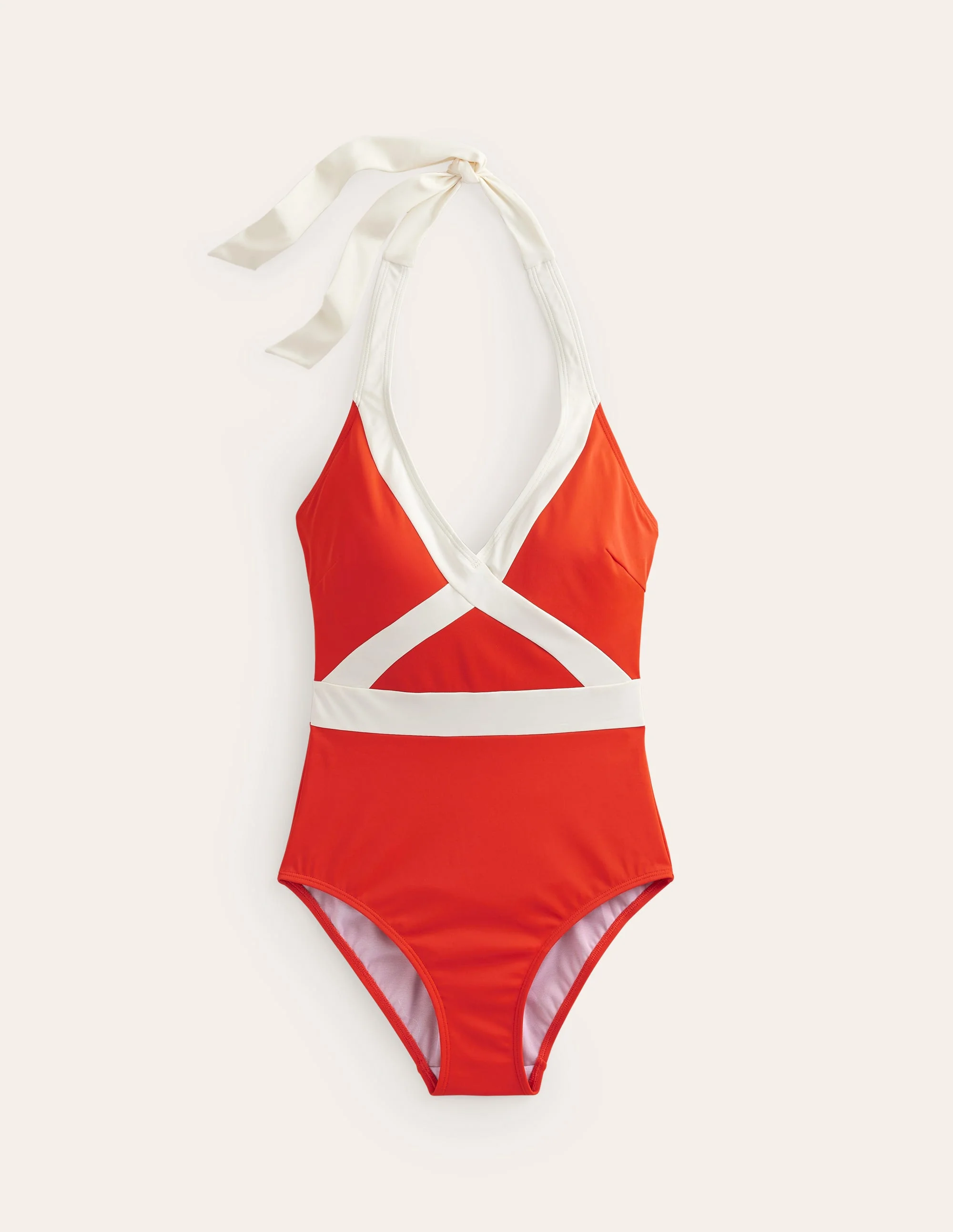 Kefalonia Halterneck Swimsuit-Fiesta/ Ivory Colourblock - Image 6